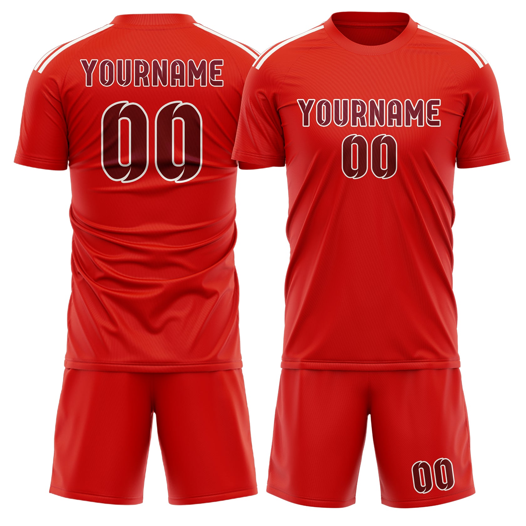 Custom Orange Red Crimson Red Soccer Set