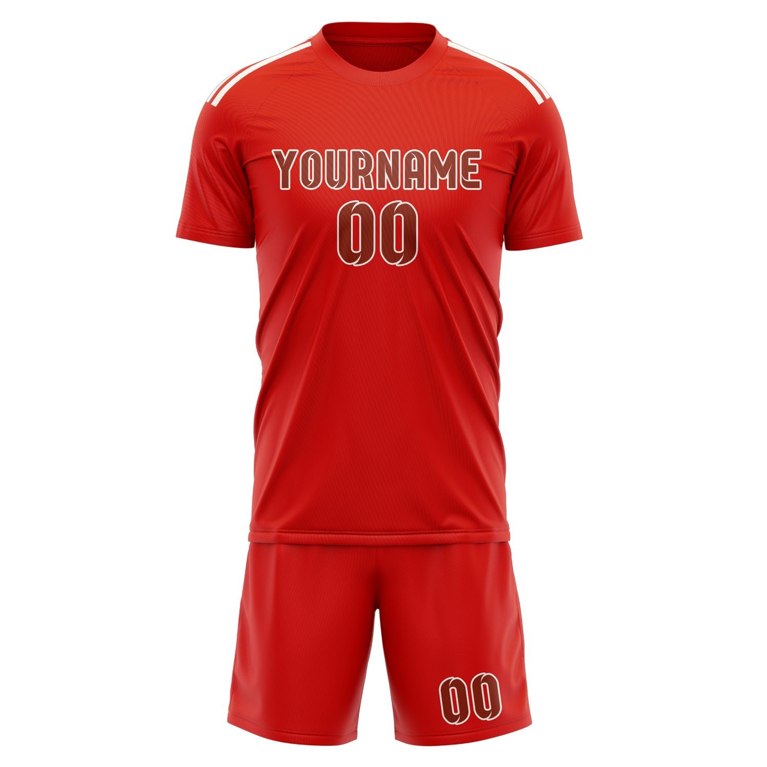 Custom Orange Red Coral Red Soccer Set