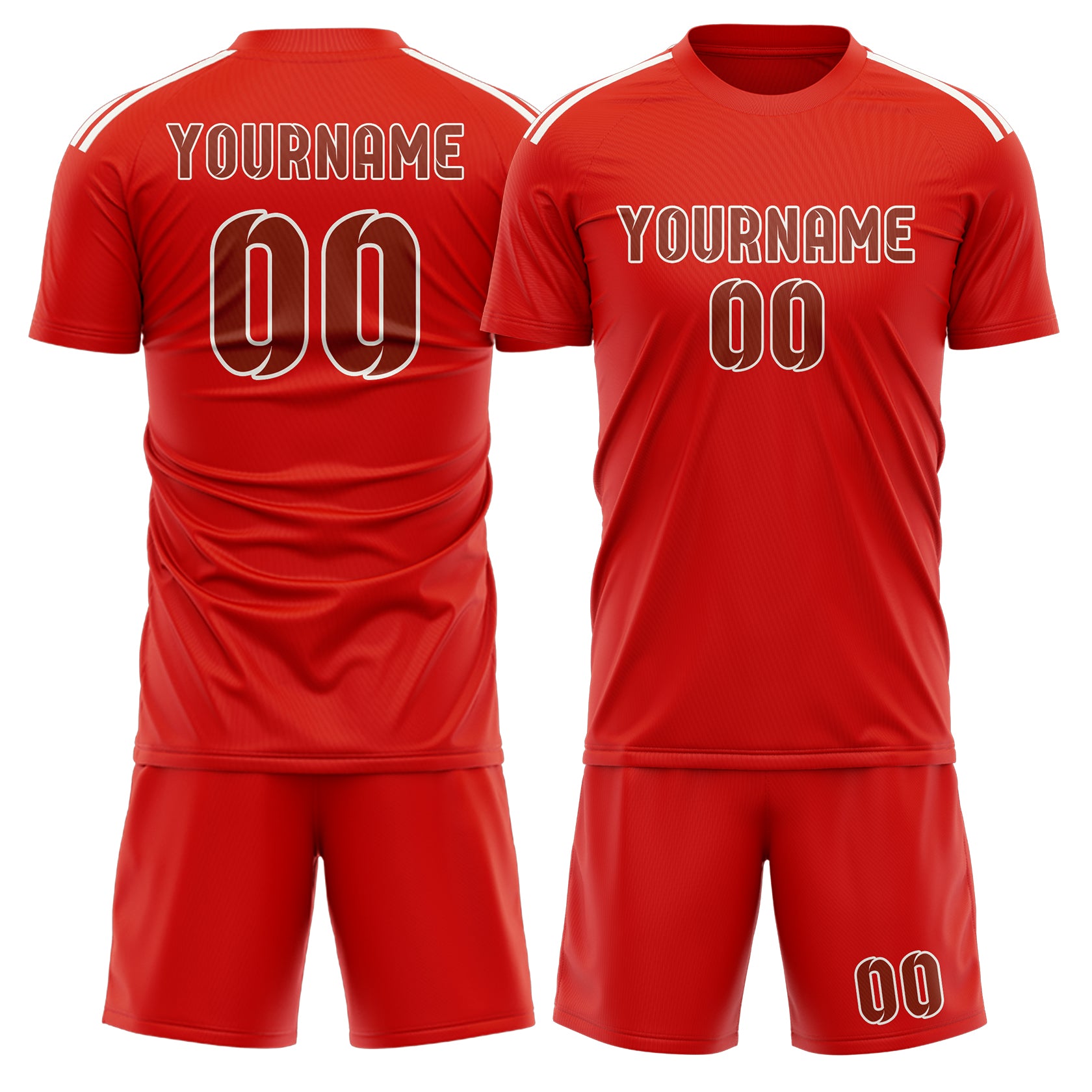 Custom Orange Red Coral Red Soccer Set