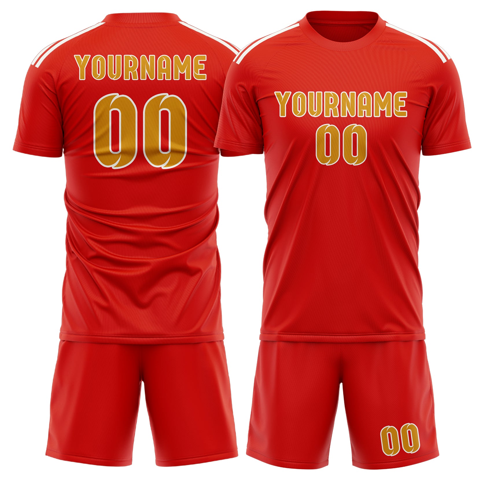 Custom Orange Red Yellow Soccer Set