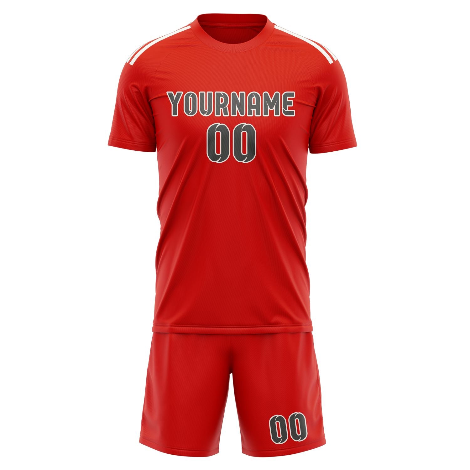 Custom Orange Red Dark Grey Soccer Set