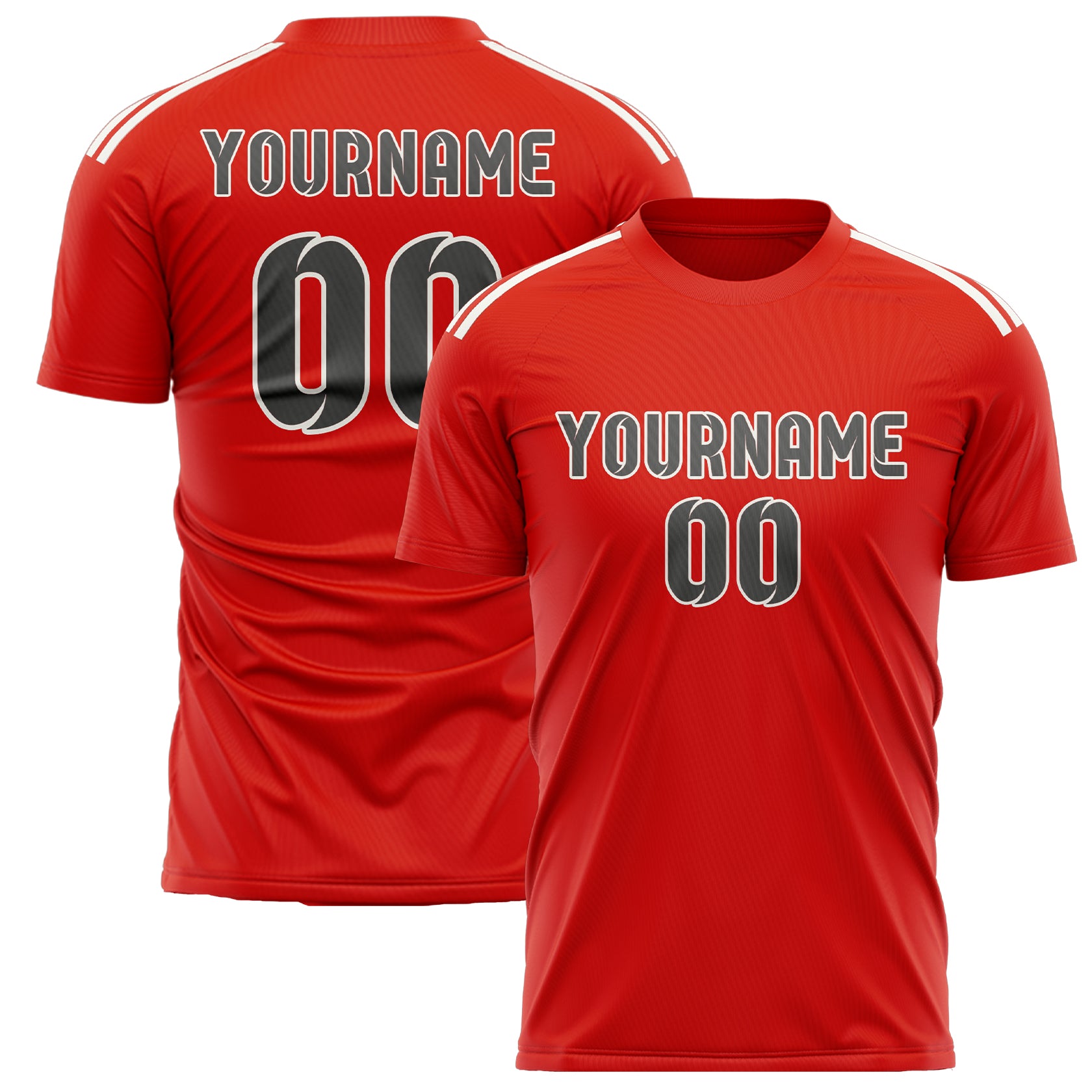 Custom Orange Red Dark Grey Soccer Jersey