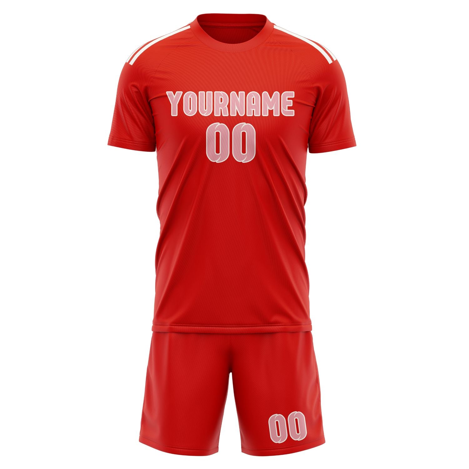 Custom Orange Red Light Pink Soccer Set
