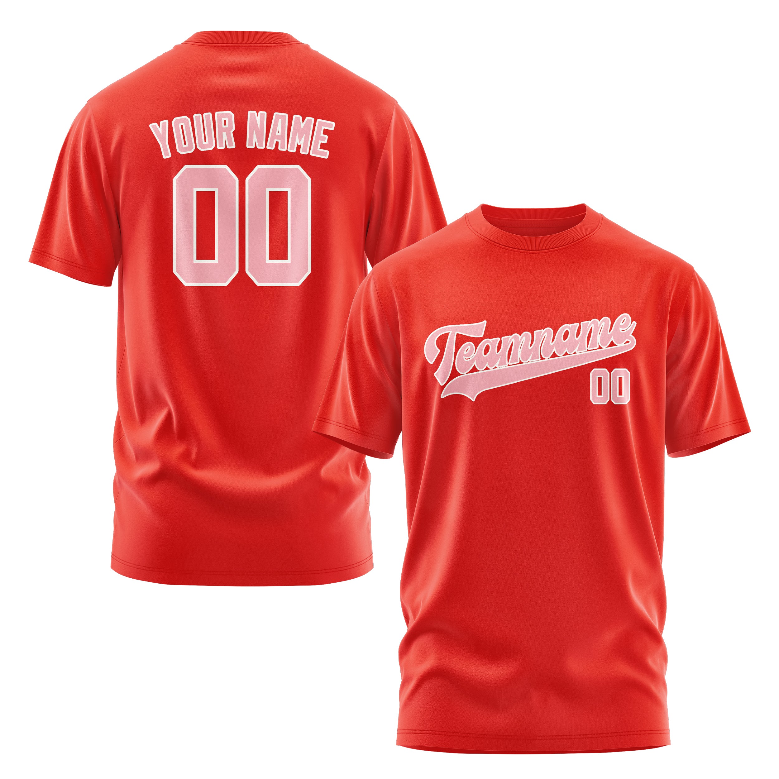 Custom Orange Red Light Pink T-Shirt
