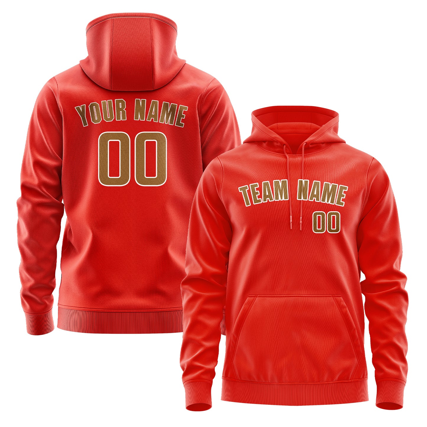 Custom Orange Red Khaki Hoodie