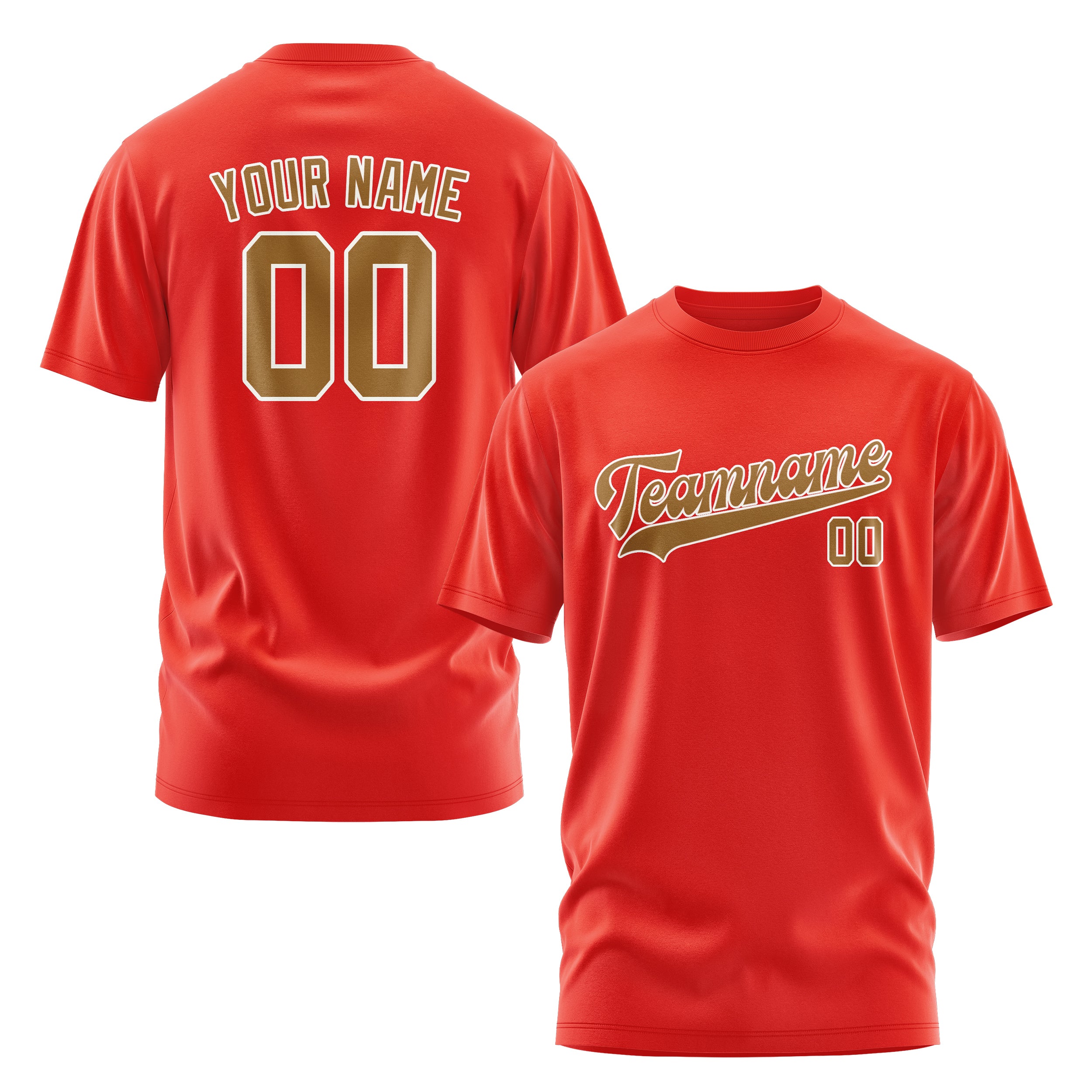 Custom Orange Red Khaki T-Shirt