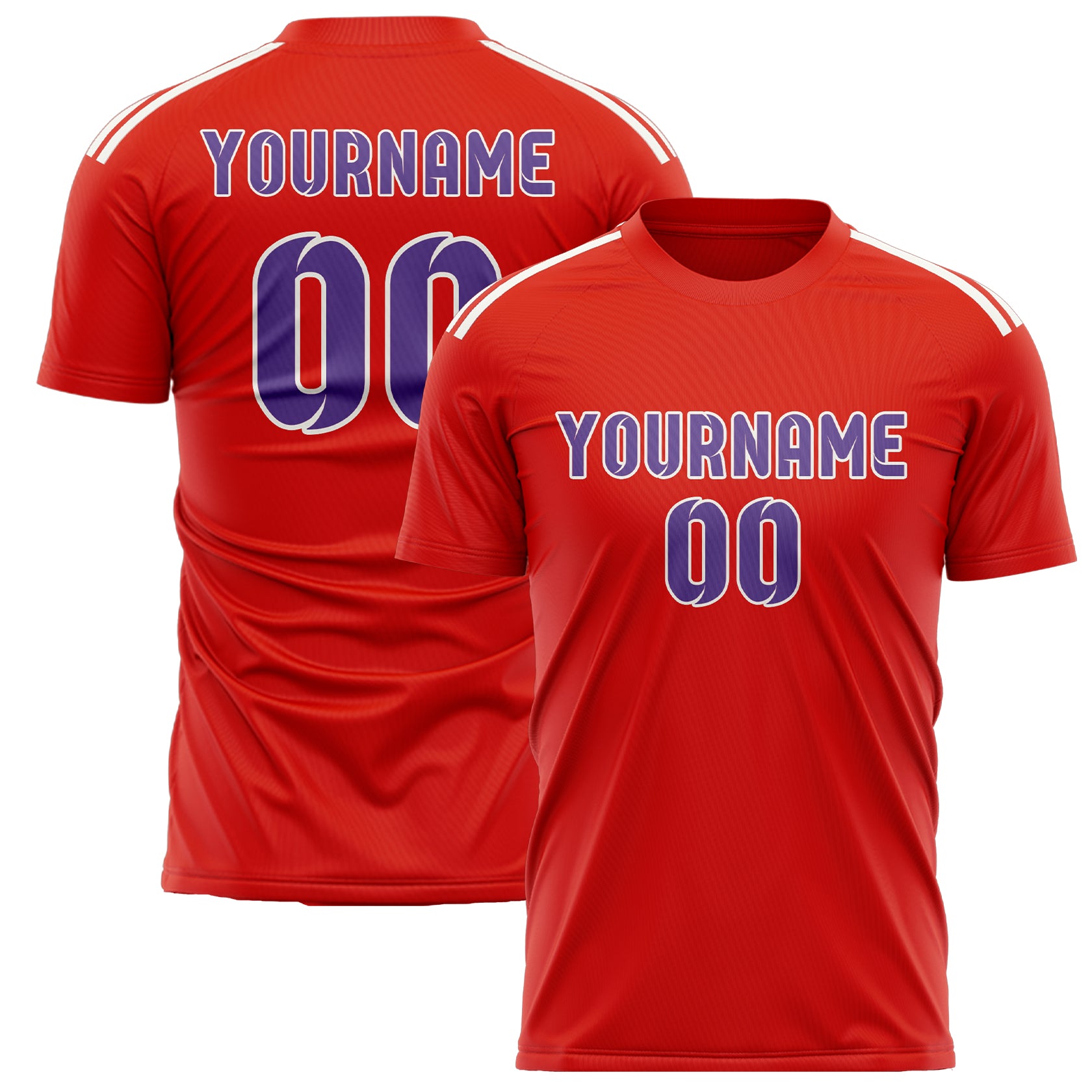Custom Orange Red Light Purple Soccer Jersey