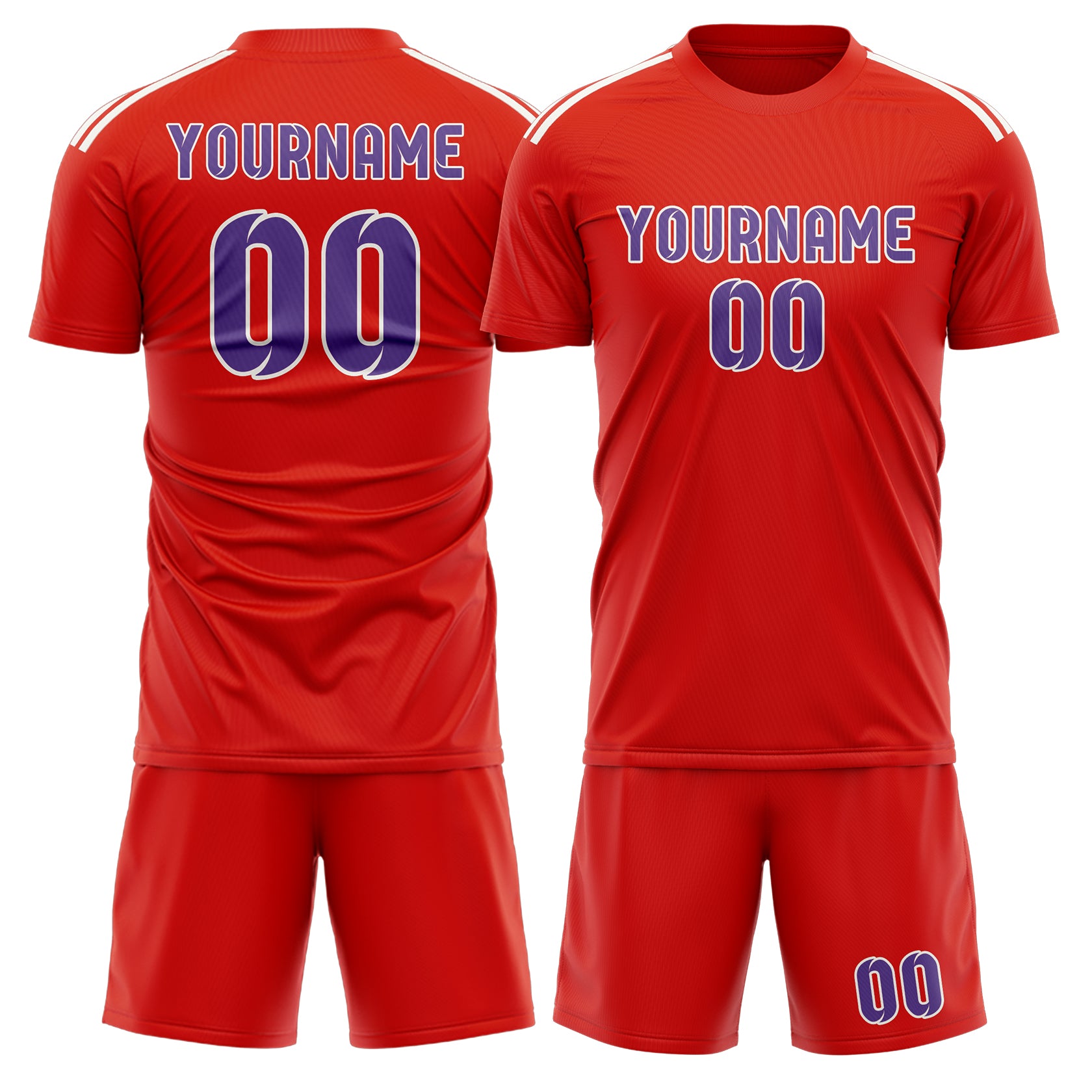 Custom Orange Red Light Purple Soccer Set