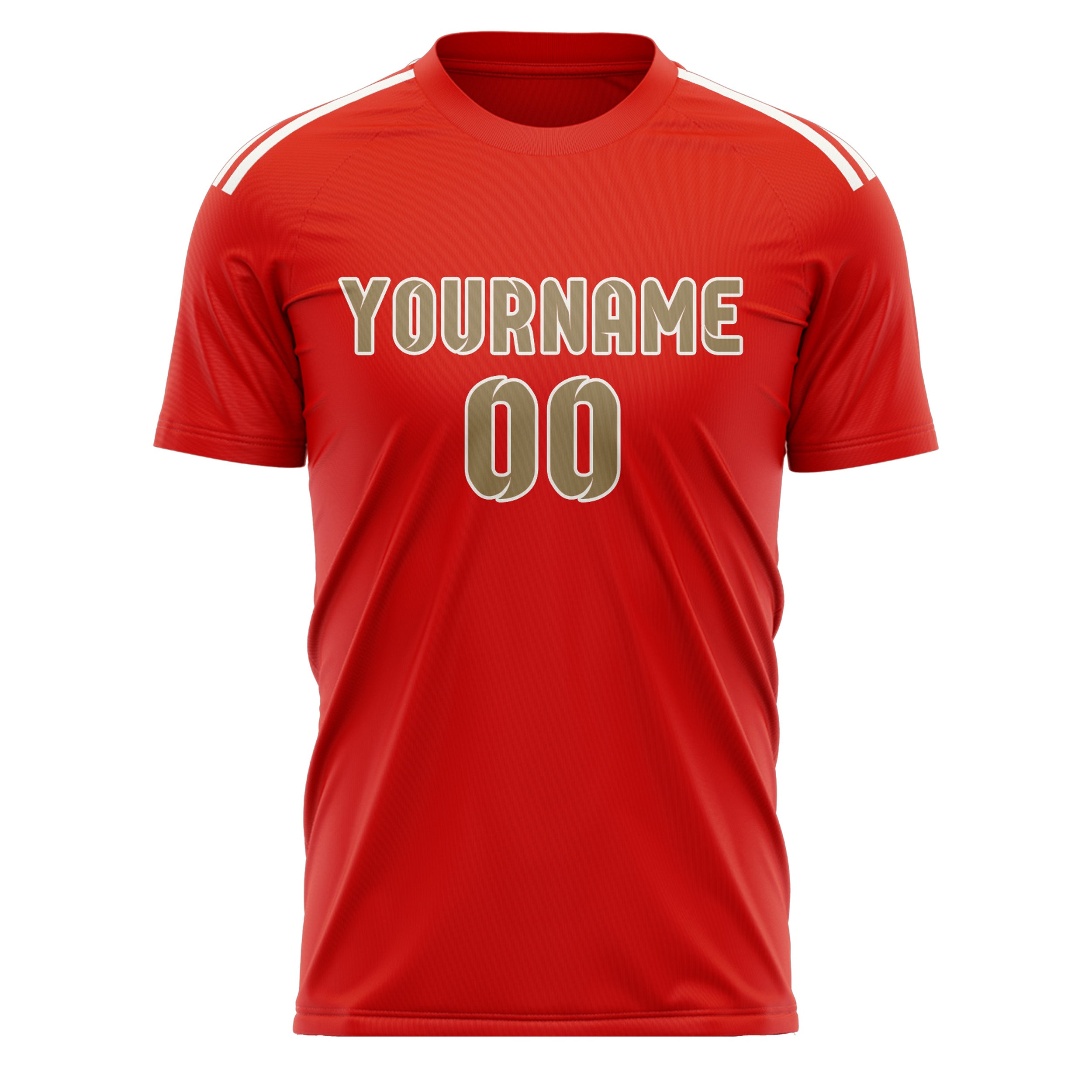 Custom Orange Red Light Khaki Soccer Jersey