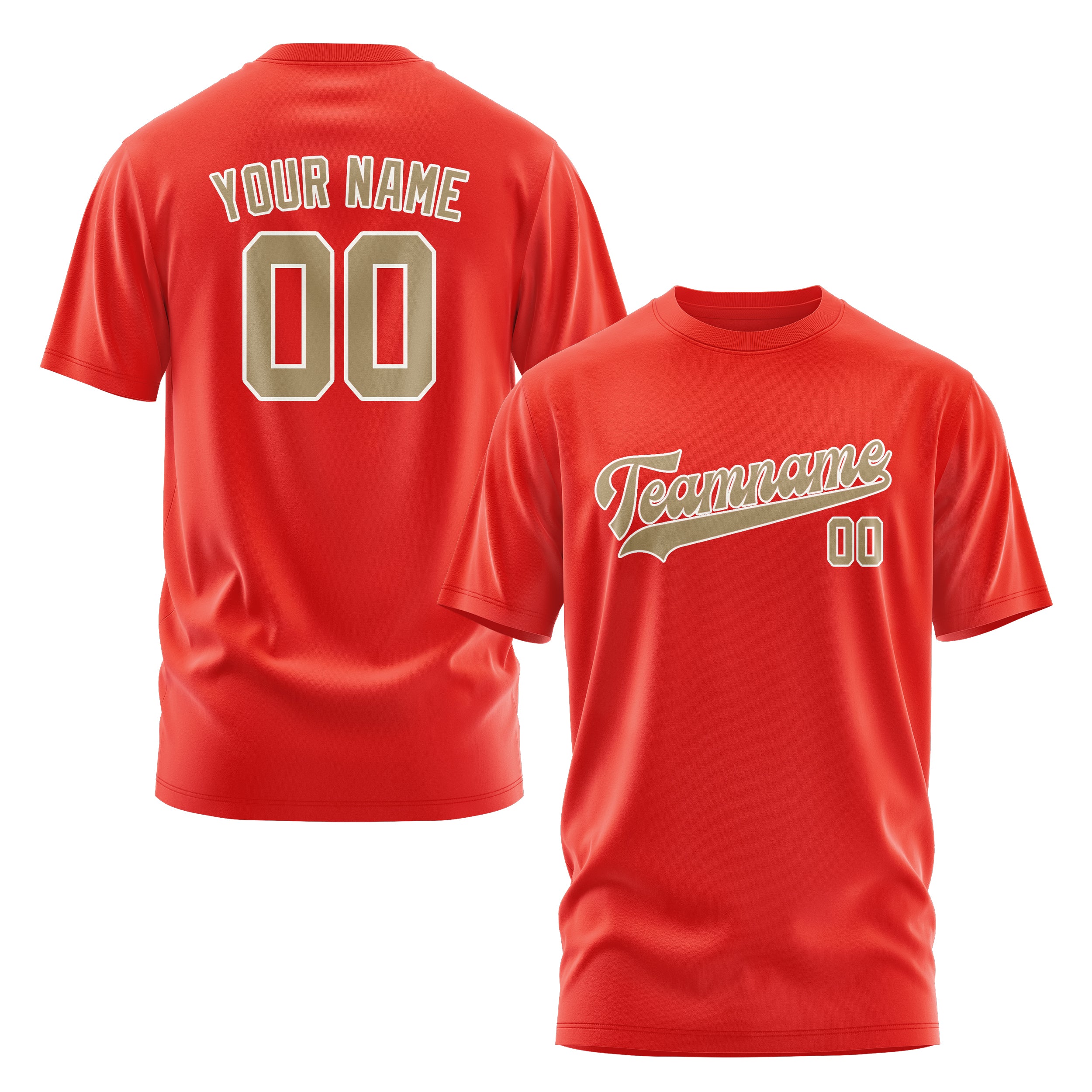Custom Orange Red Light Khaki T-Shirt