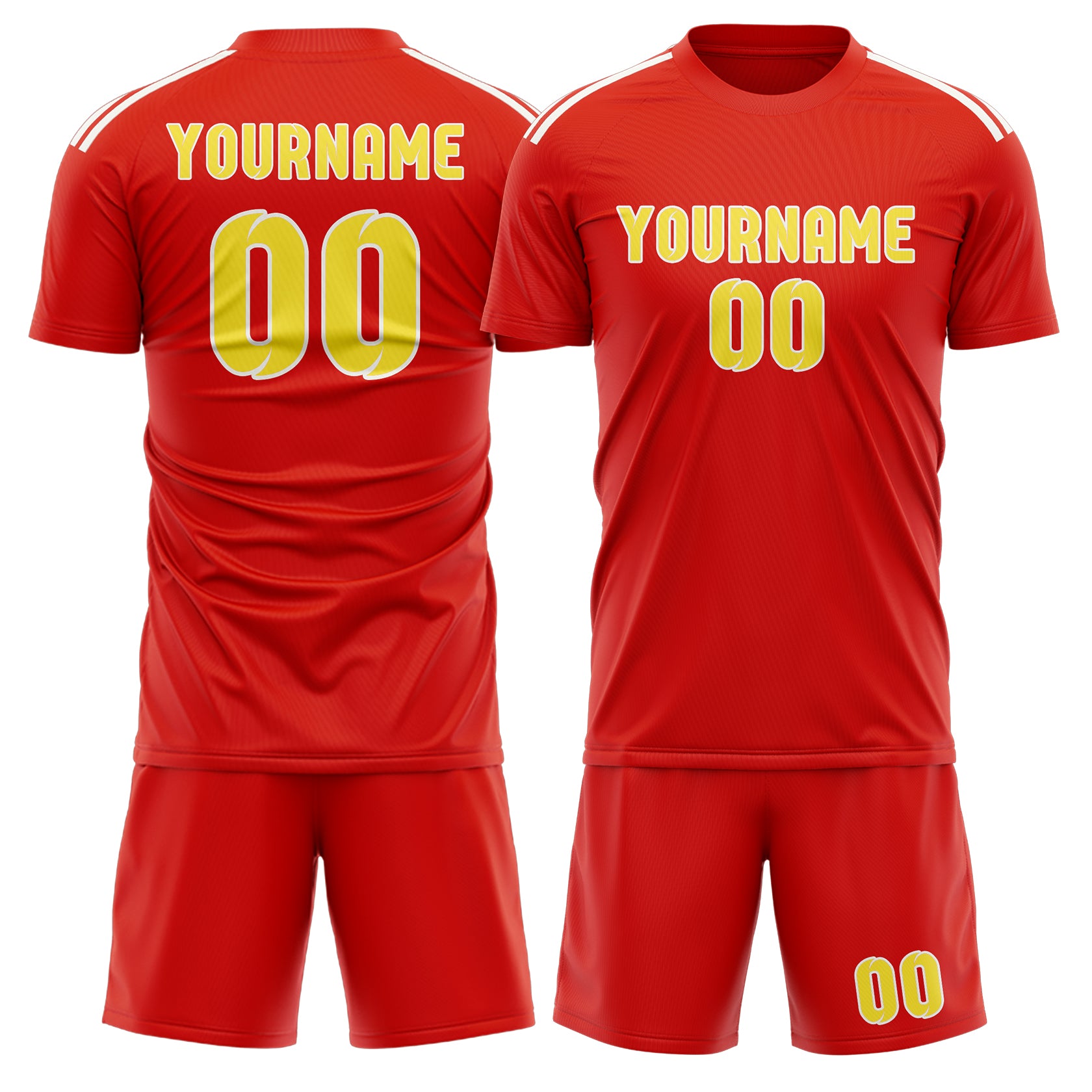 Custom Orange Red Light Yellow Soccer Set