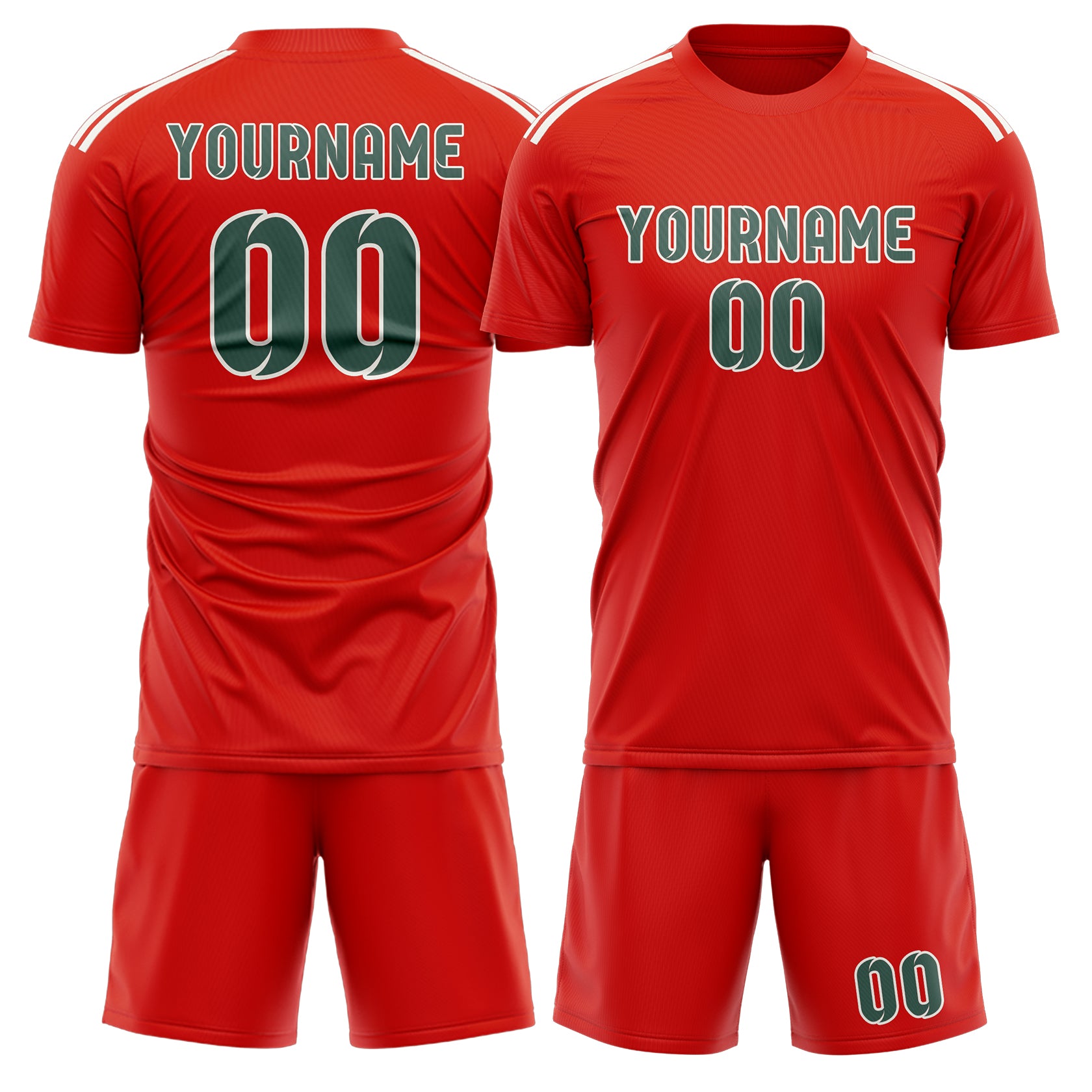 Custom Orange Red Blue Green Soccer Set