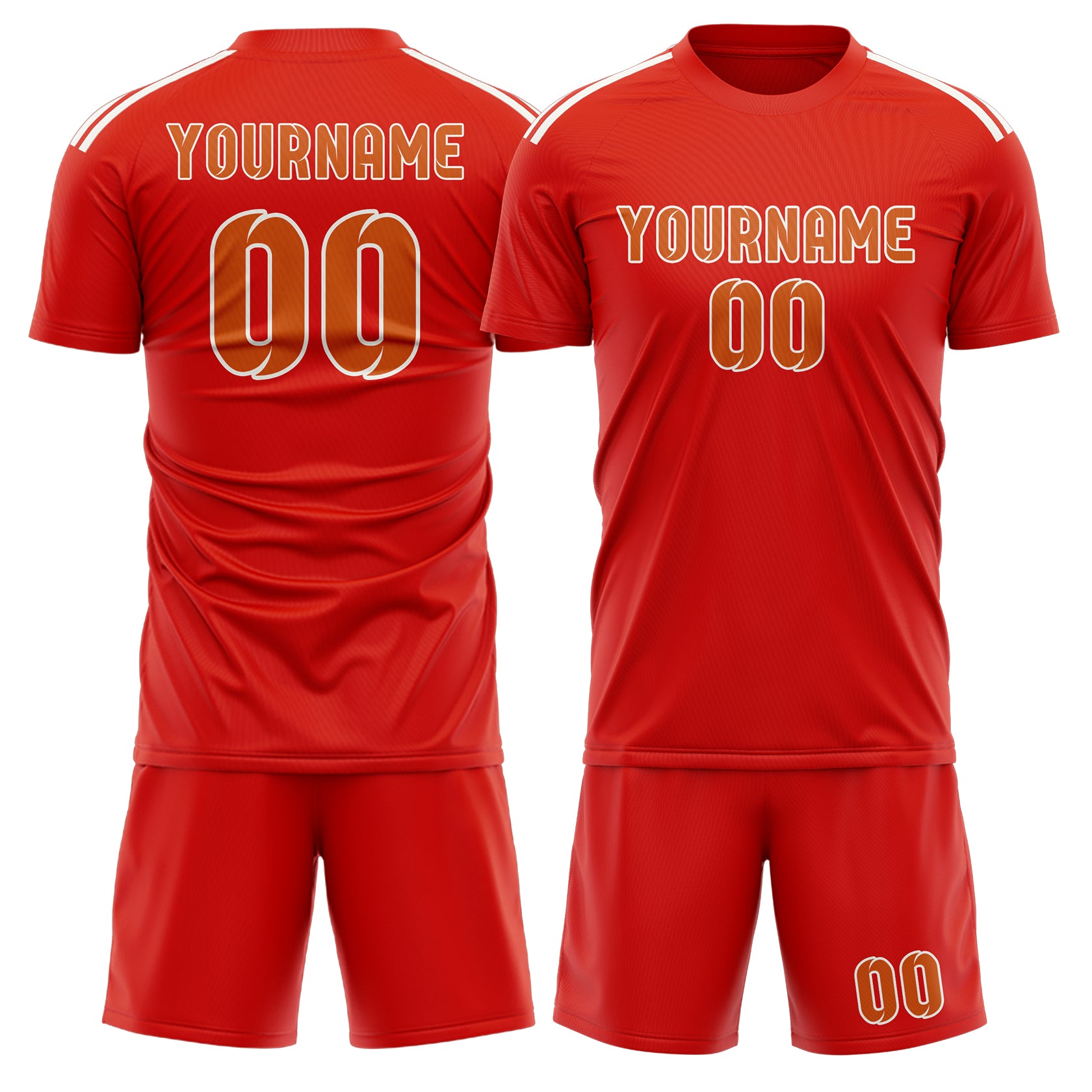 Custom Orange Red Orange Soccer Set