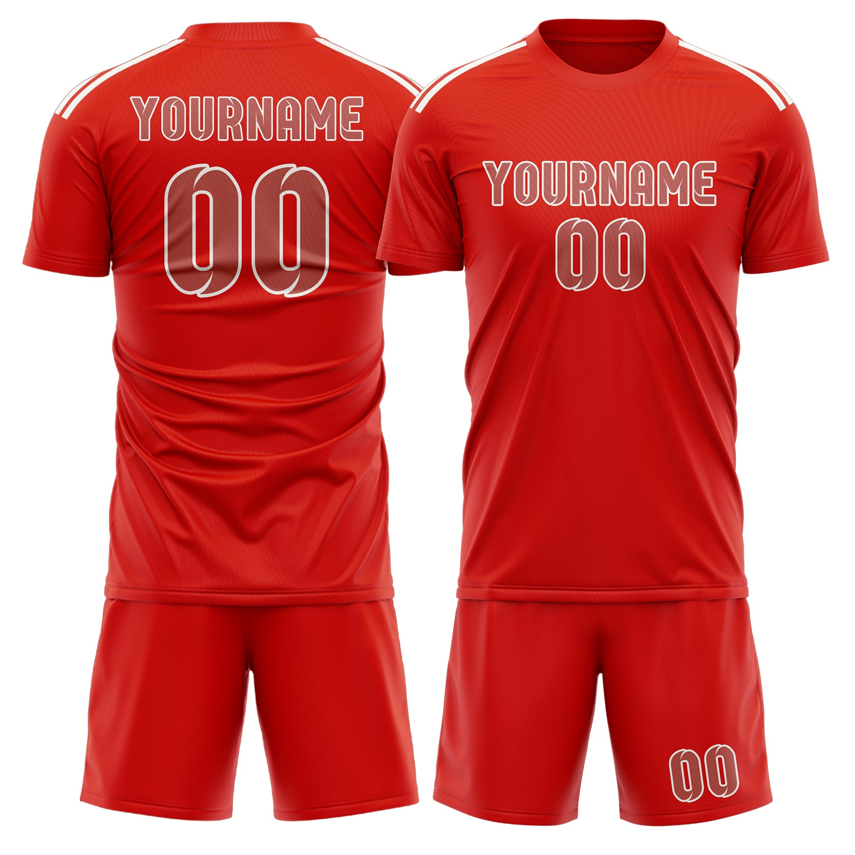 Custom Orange Red Copper Rose Soccer Set