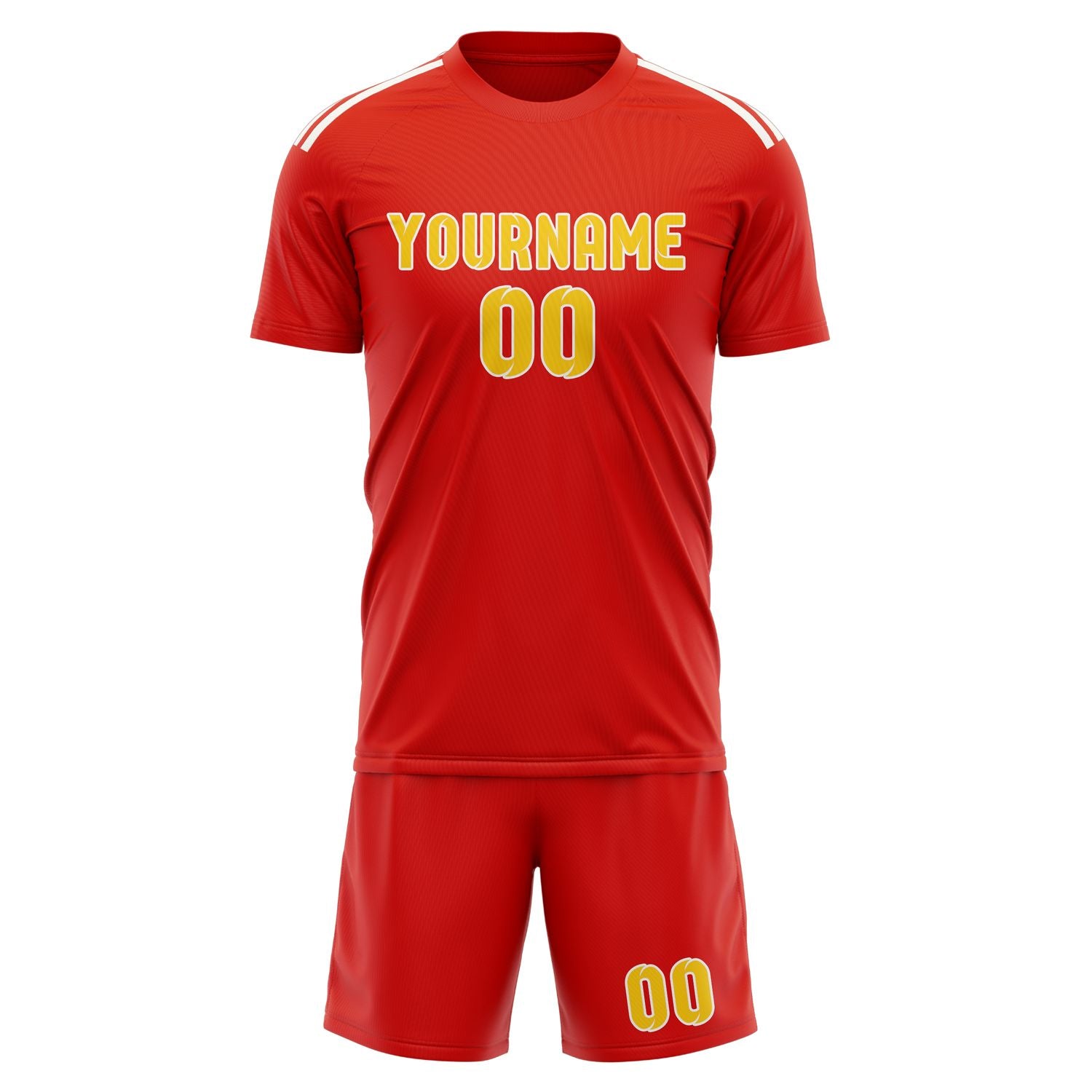 Custom Orange Red Gold Soccer Set