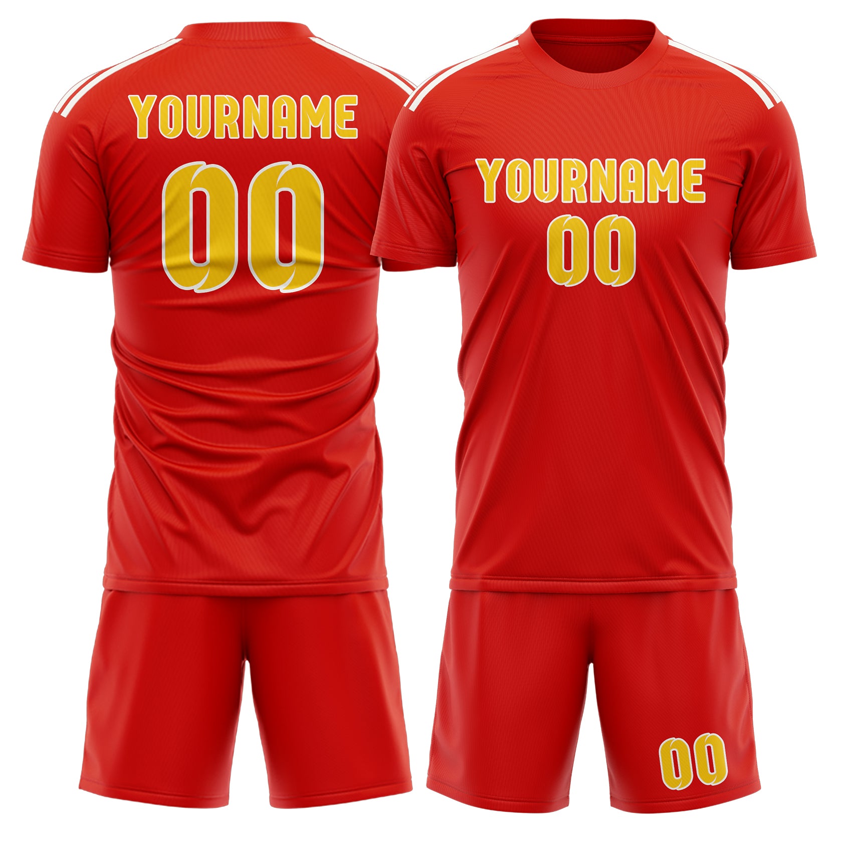 Custom Orange Red Gold Soccer Set