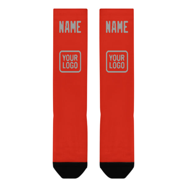 Custom Orange Red Gray Knee-High Sock