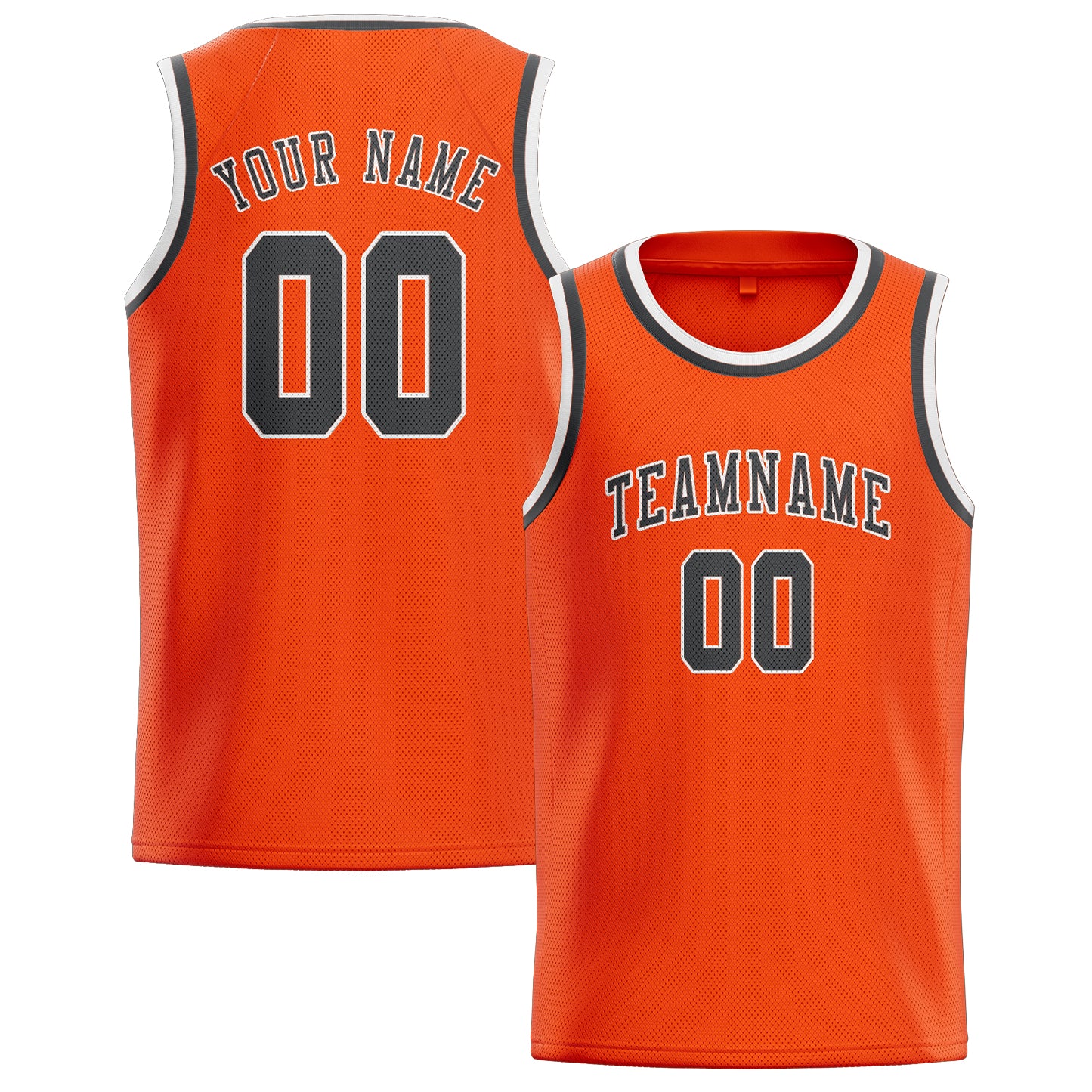 Custom Orange Red Dark Grey Basketball Jersey