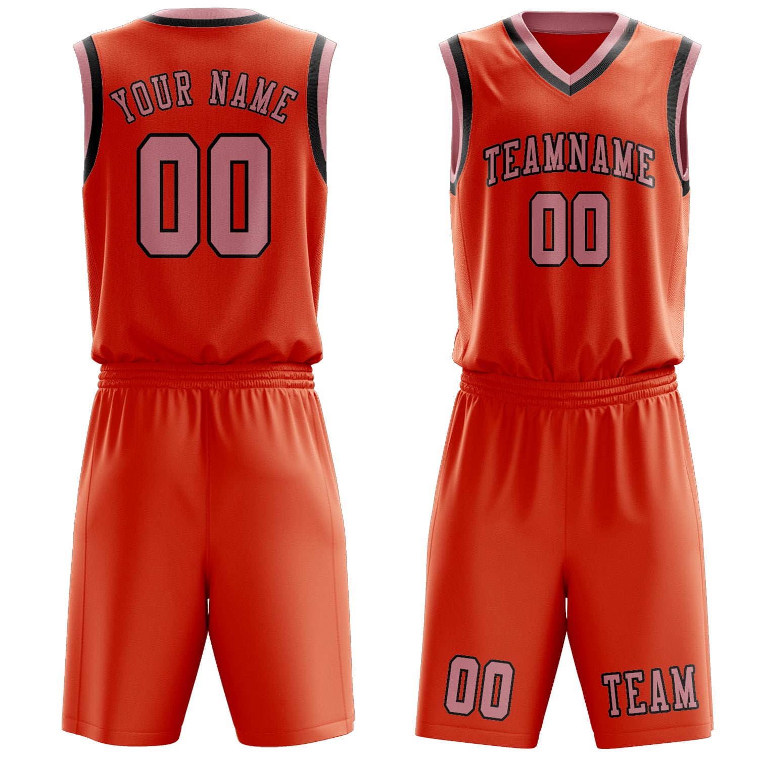 Custom Orange Red Light Pink Basketball Set