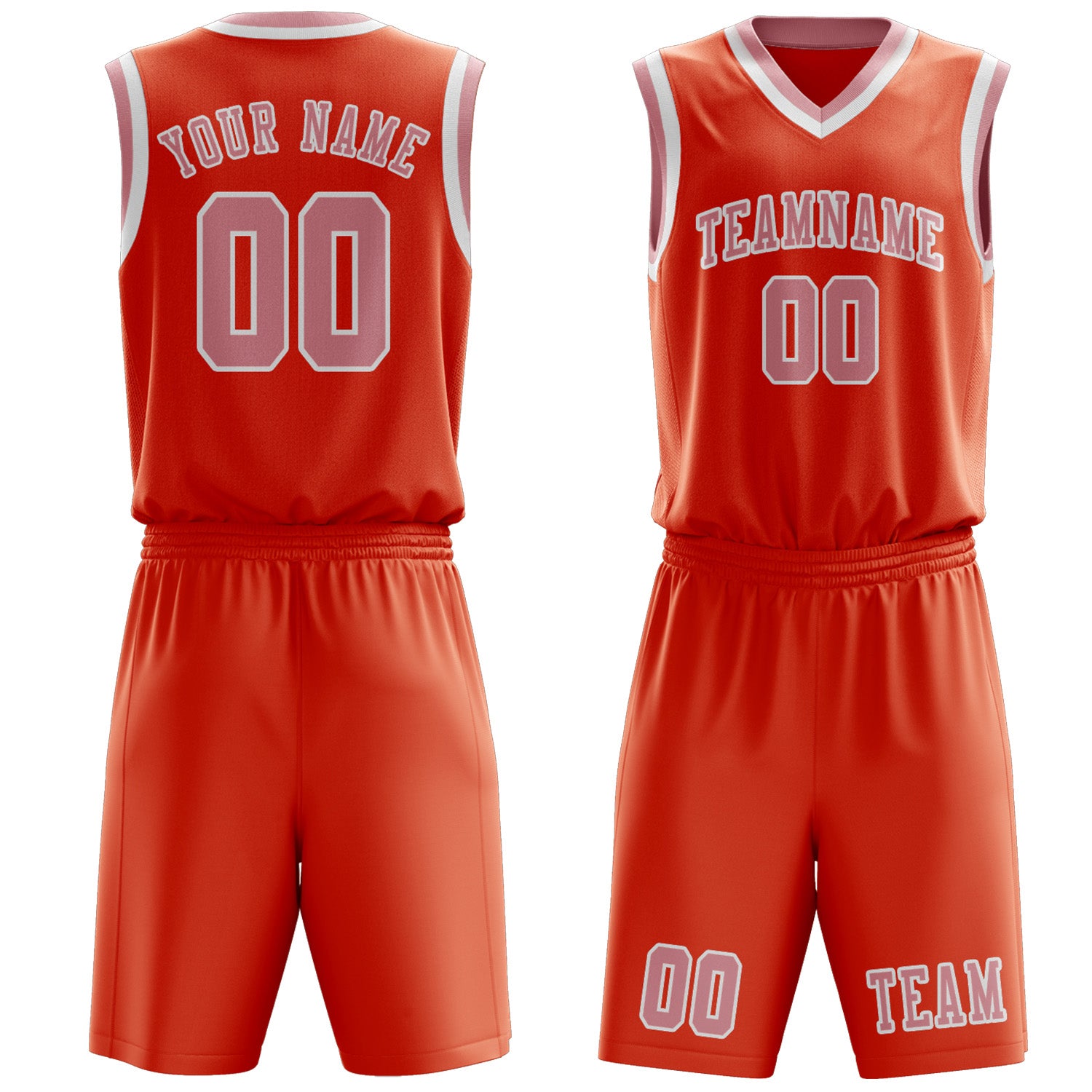 Custom Orange Red Light Pink Basketball Set