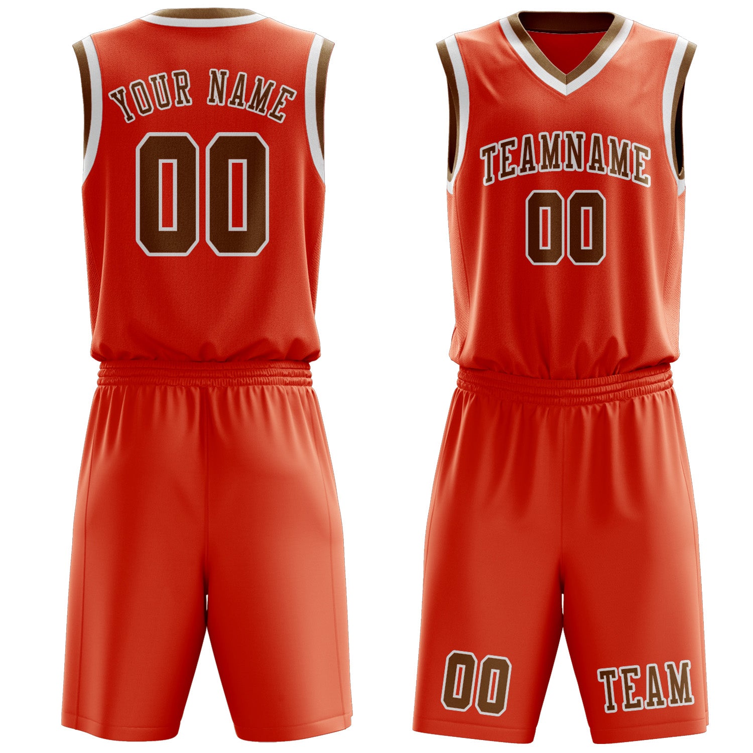 Custom Orange Red Khaki Basketball Set