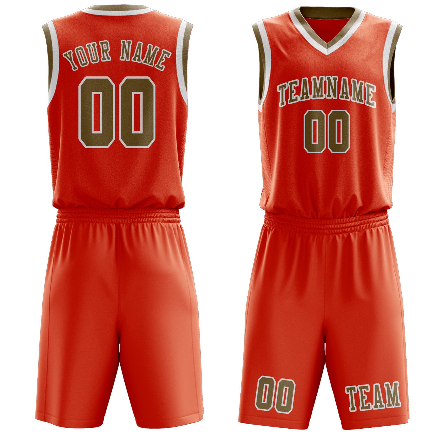 Custom Orange Red Light Khaki Basketball Set