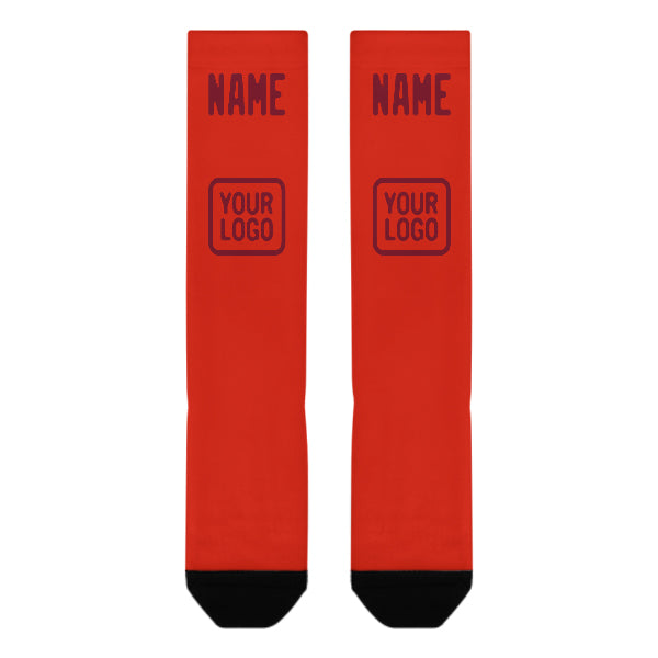 Custom Orange Red Crimson Red Knee-High Sock