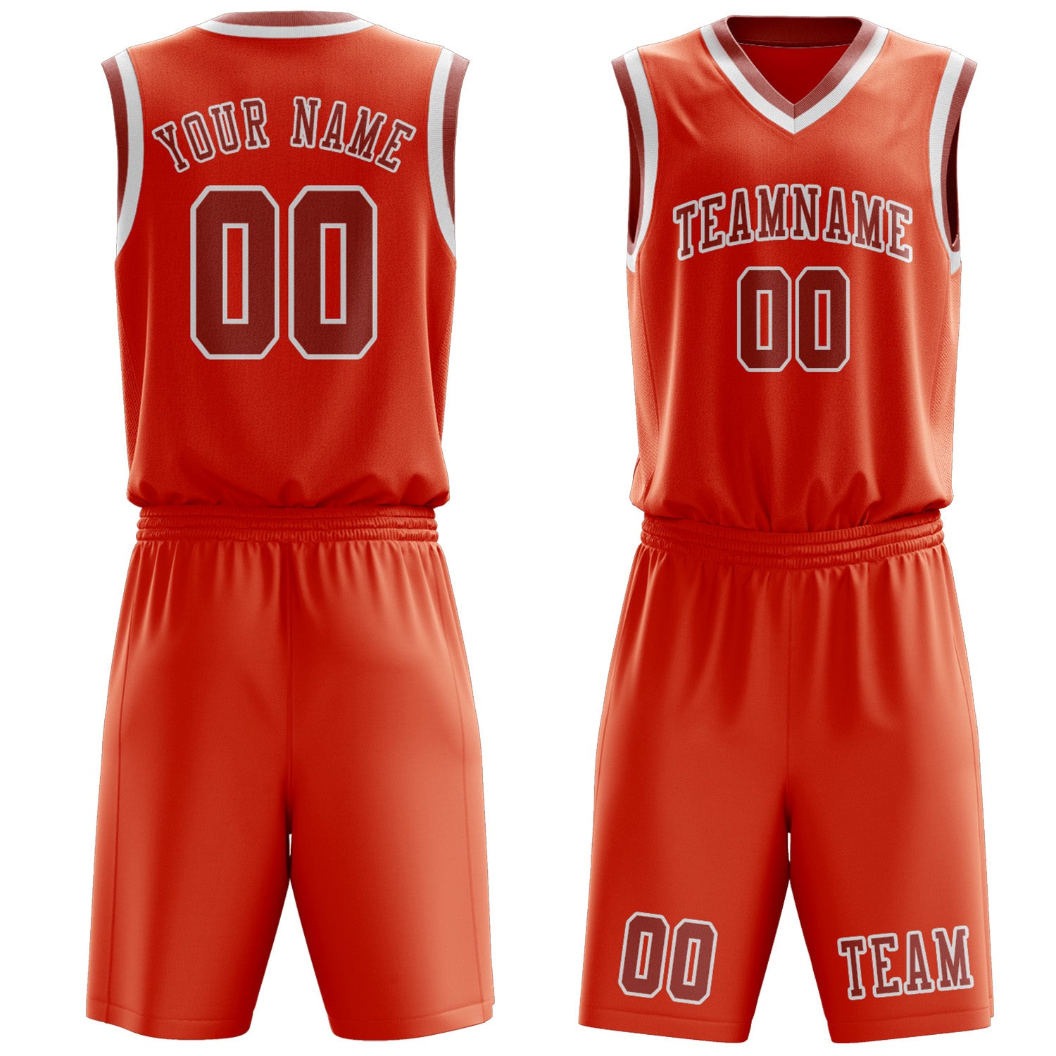 Custom Orange Red Copper Rose Basketball Set