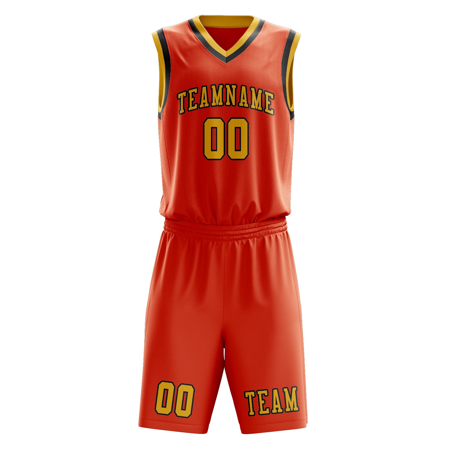 Custom Orange Red Gold Basketball Set