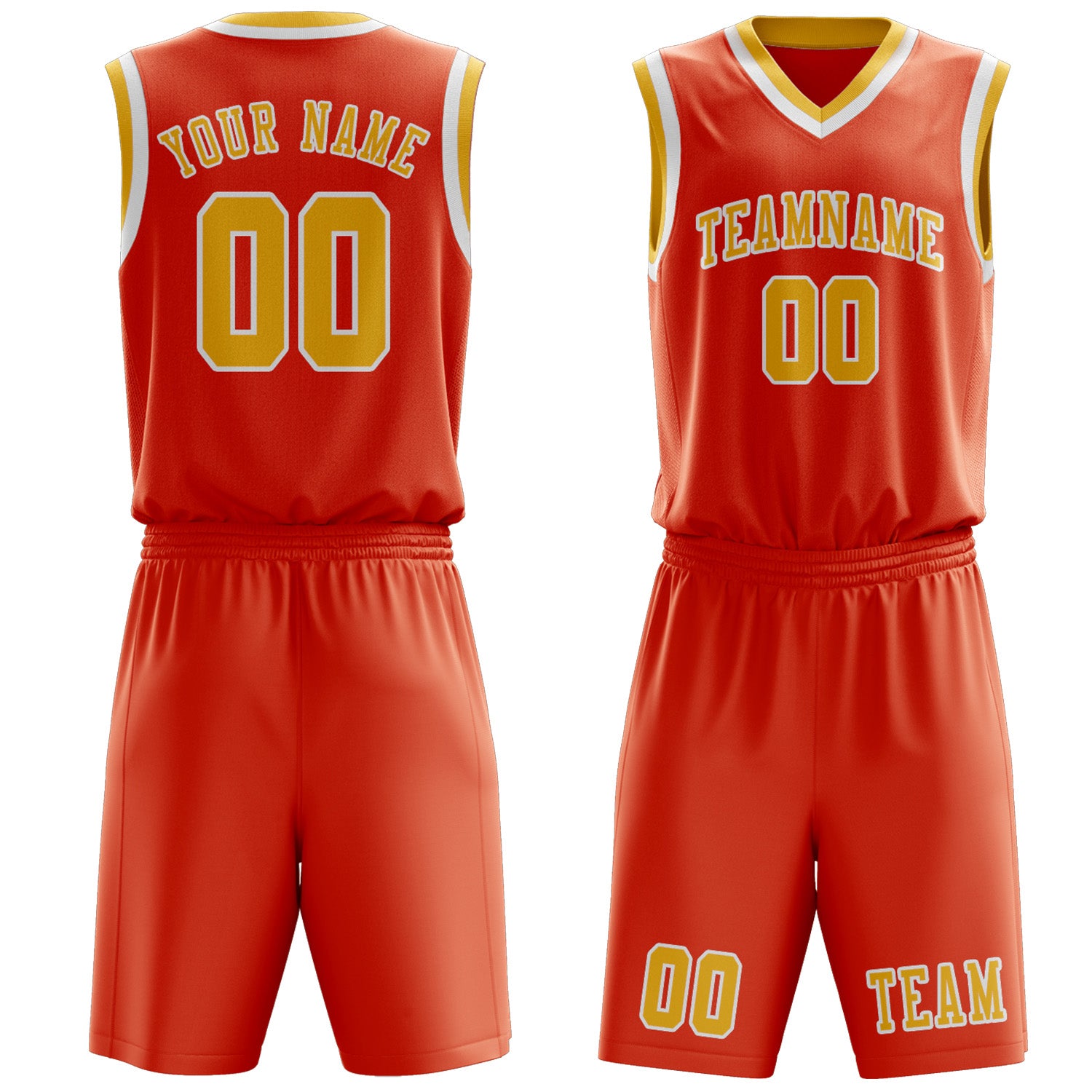 Custom Orange Red Gold Basketball Set