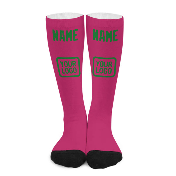 Custom Pink Emerald Green Knee-High Sock
