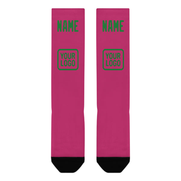 Custom Pink Emerald Green Knee-High Sock