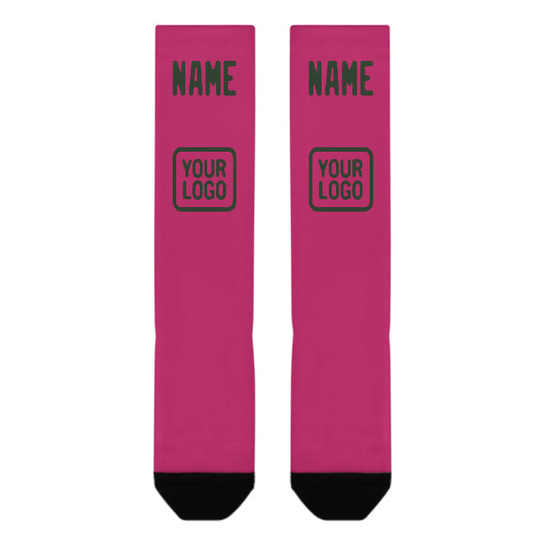 Custom Pink Dark Green Knee-High Sock