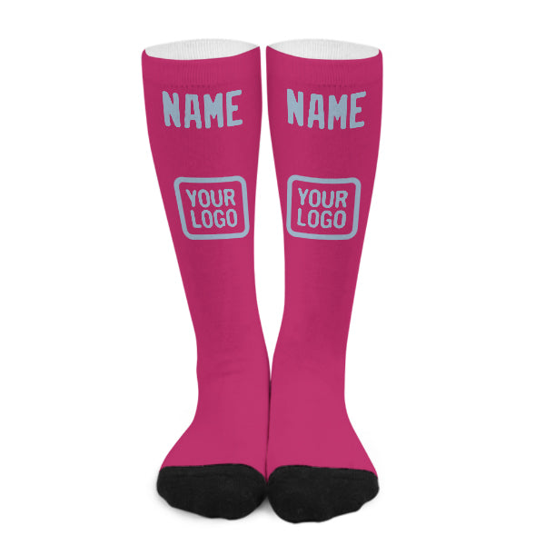 Custom Pink Light Blue Knee-High Sock