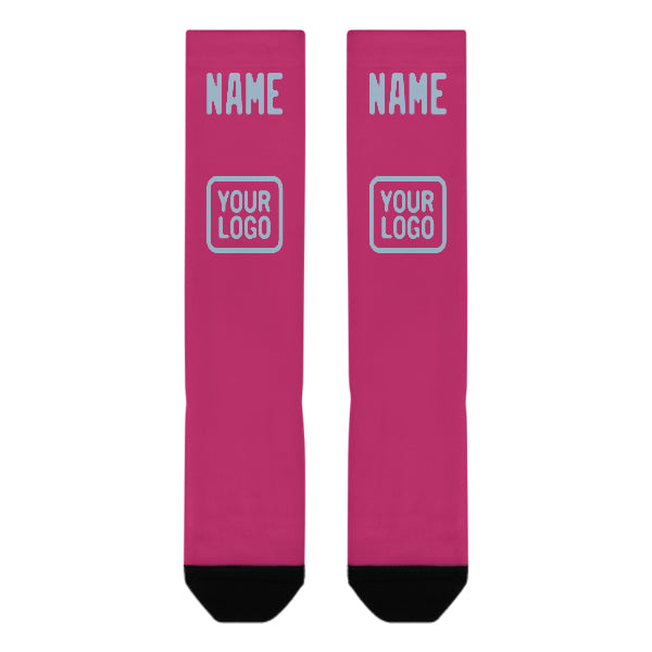 Custom Pink Light Blue Knee-High Sock