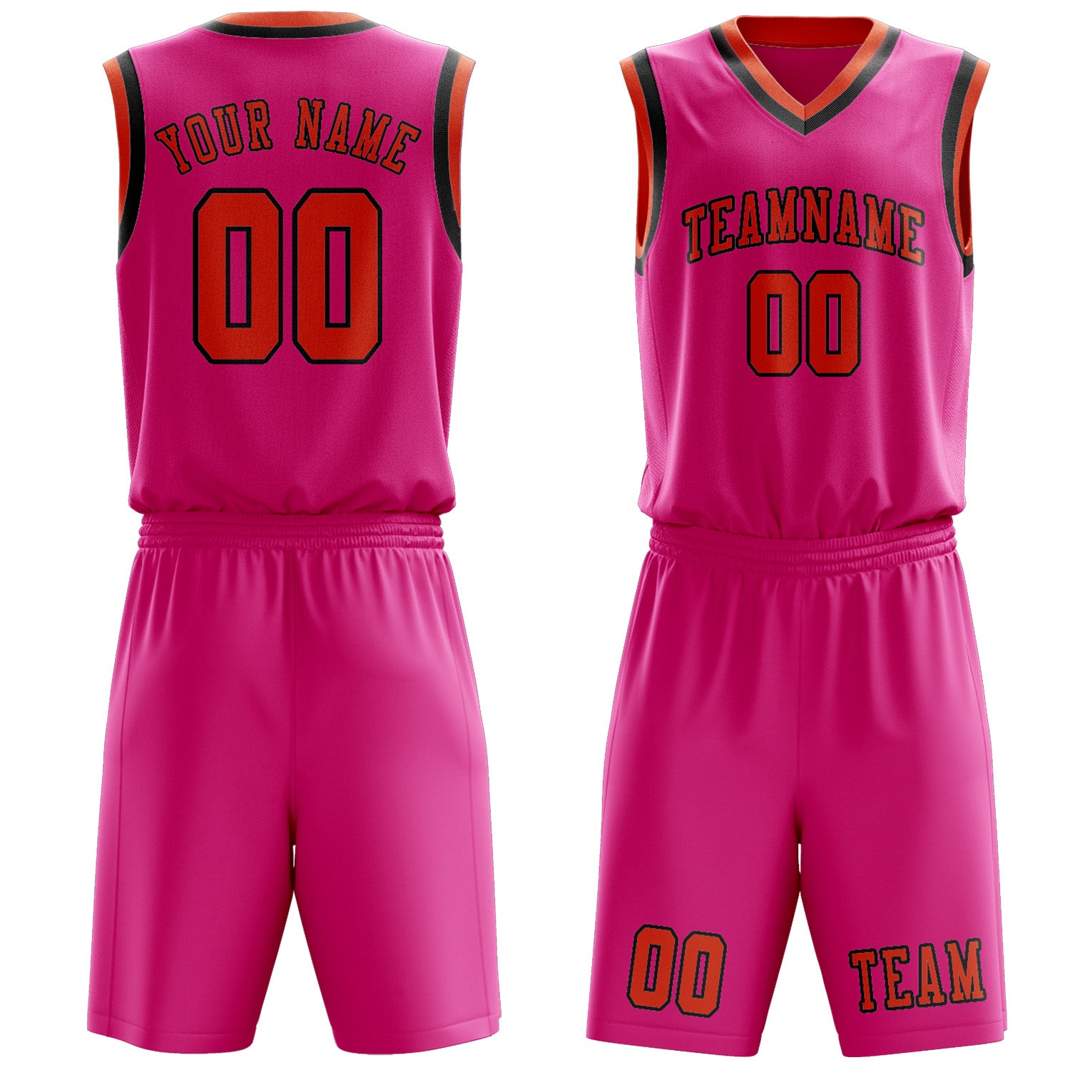 Custom Pink Orange Red Basketball Set