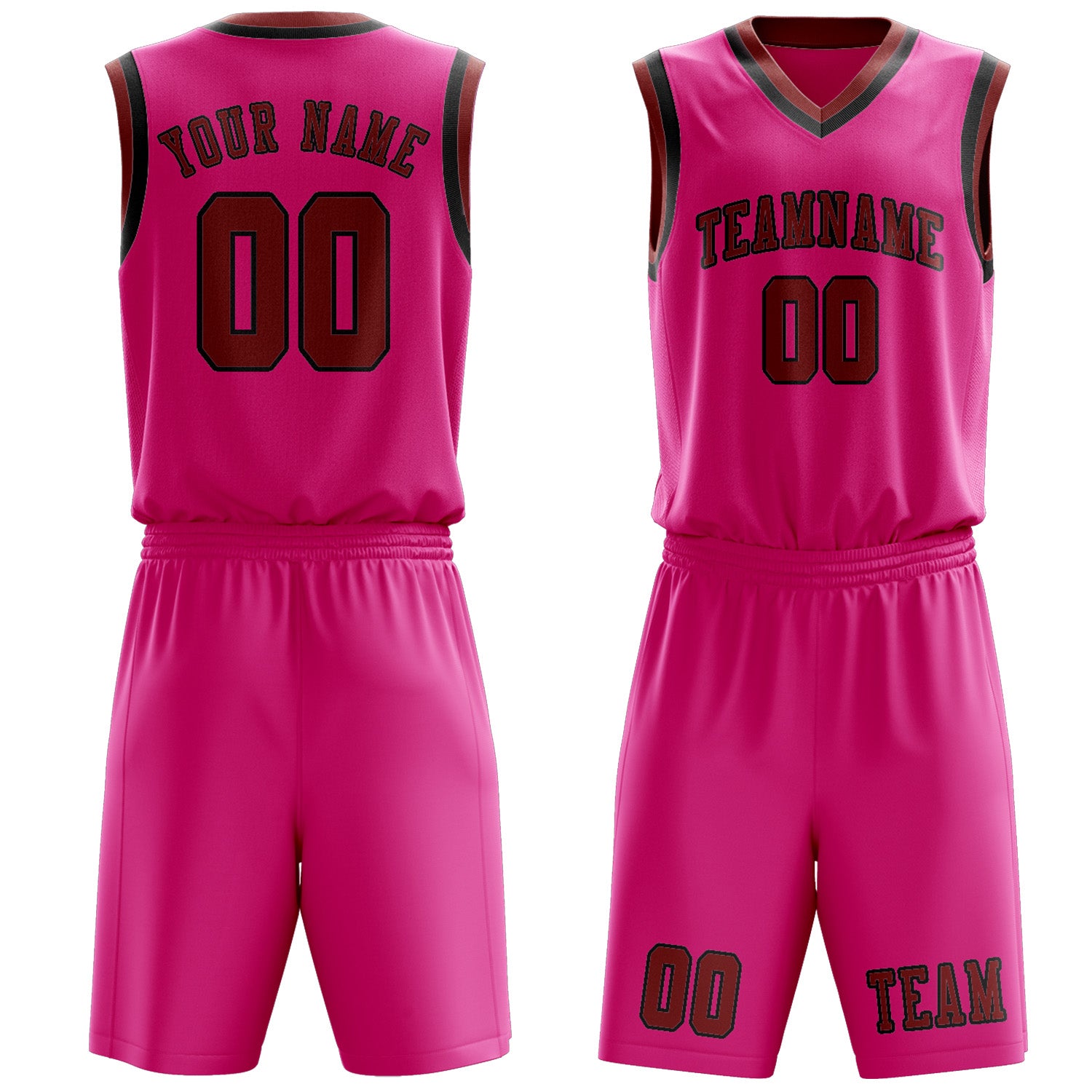 Custom Pink Coral Red Basketball Set