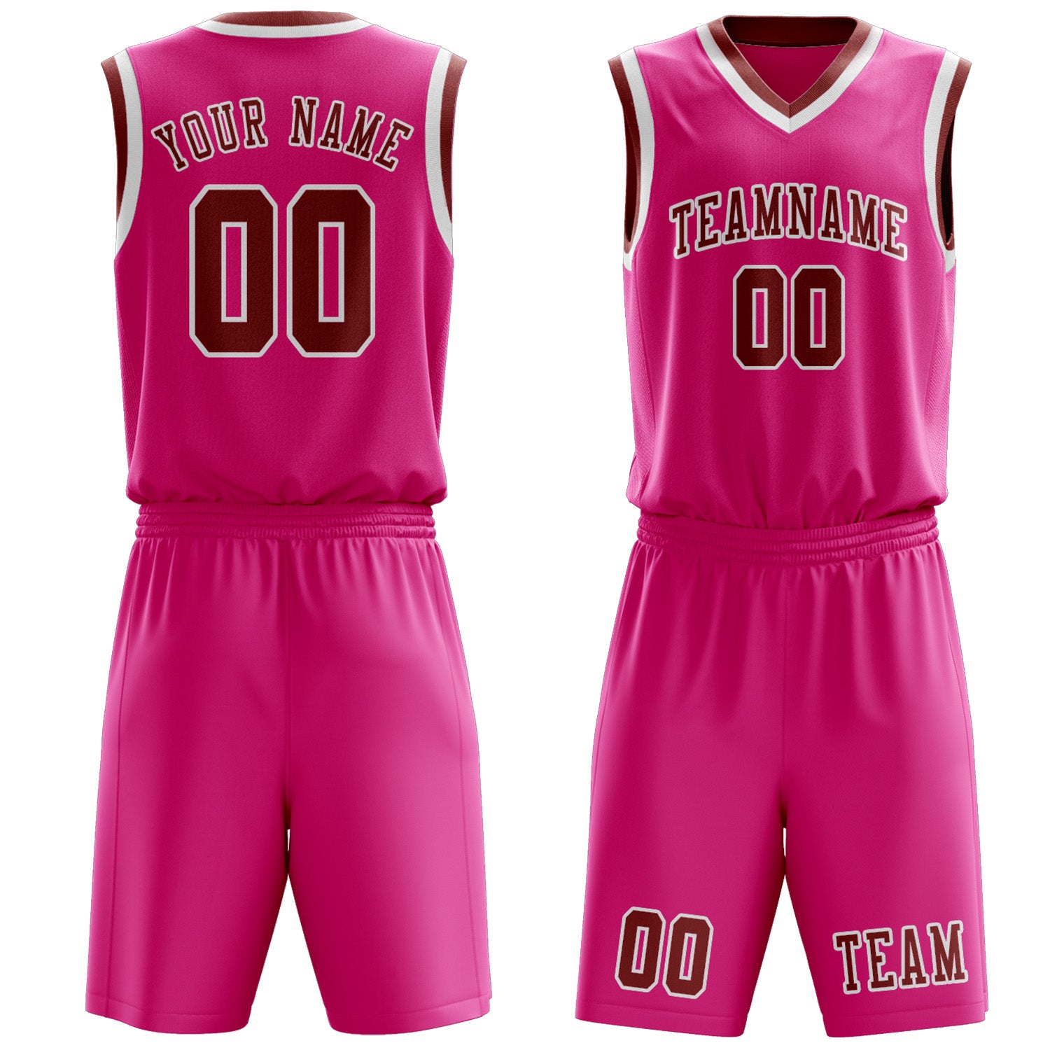 Custom Pink Coral Red Basketball Set