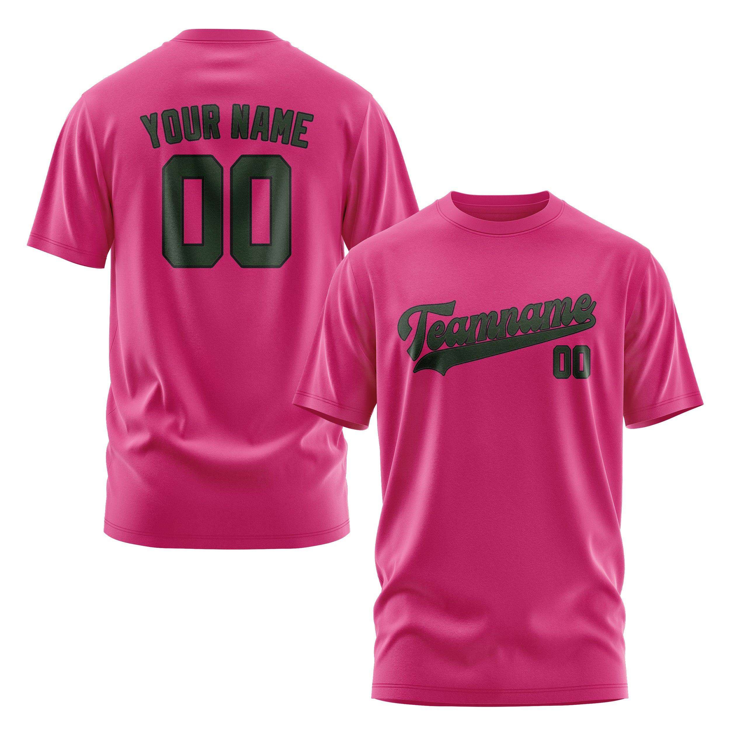 Custom Pink Dark Green T-Shirt