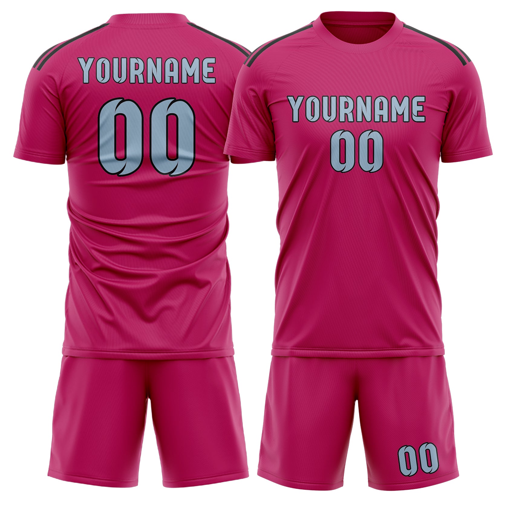 Custom Pink Light Blue Soccer Set