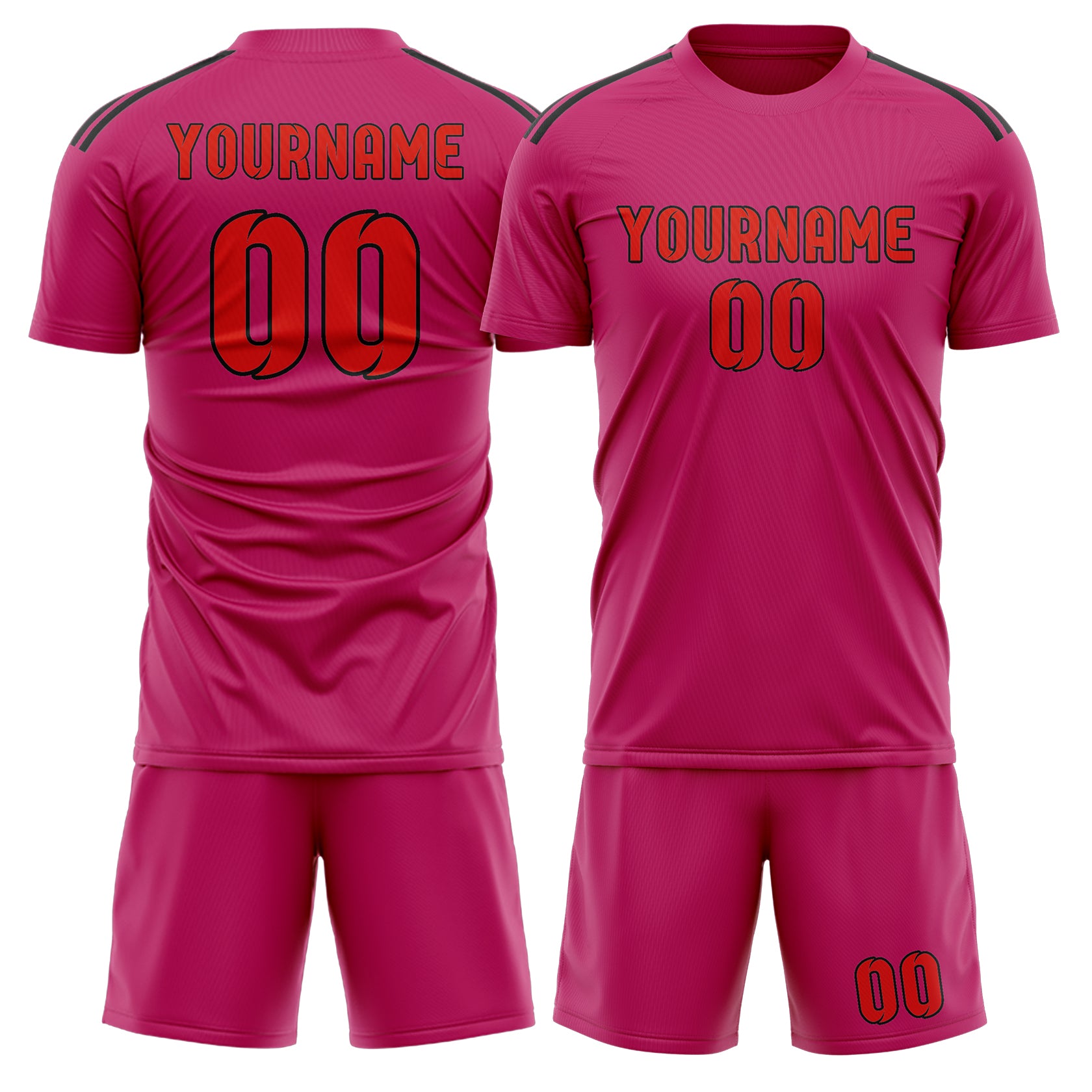 Custom Pink Orange Red Soccer Set