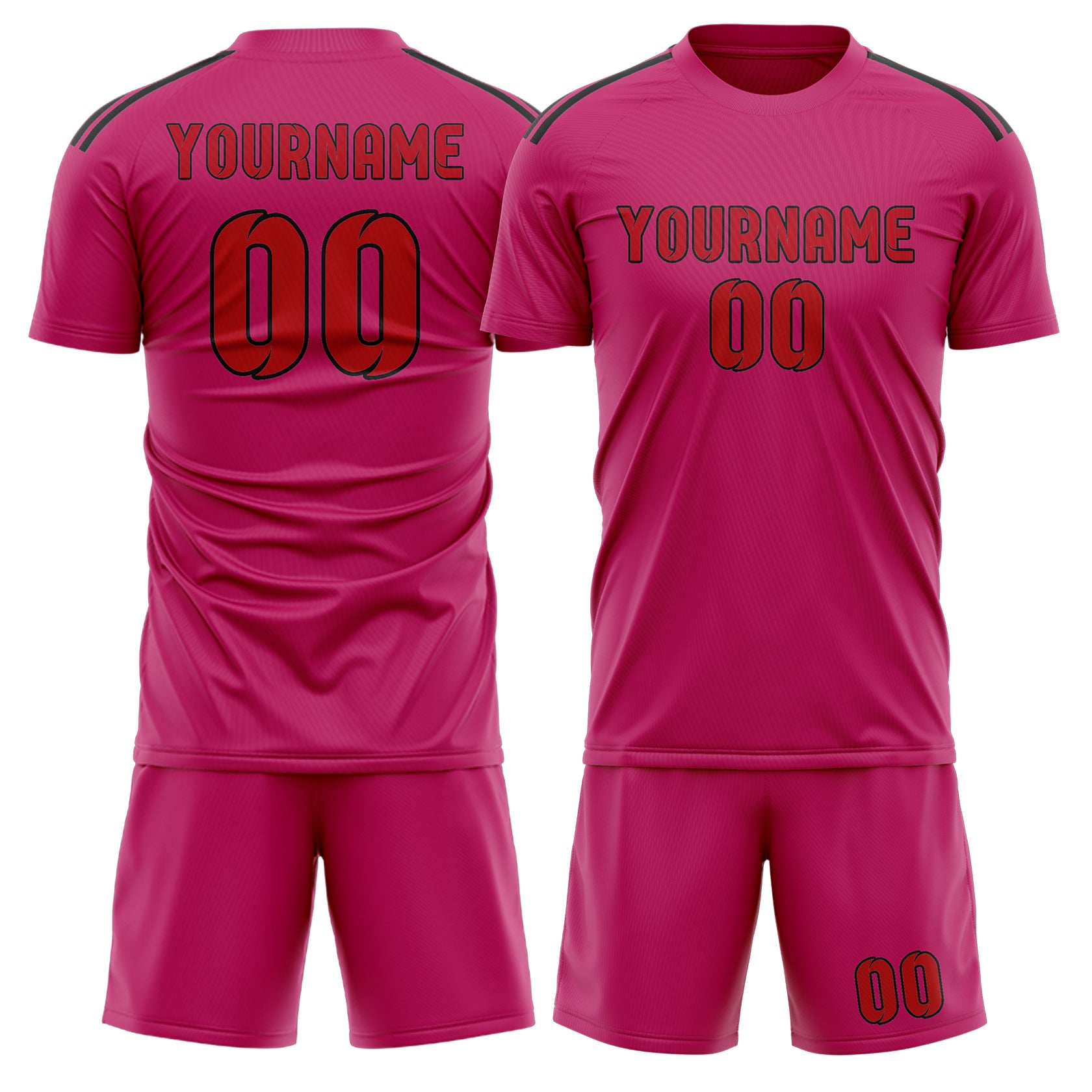 Custom Pink Red Soccer Set