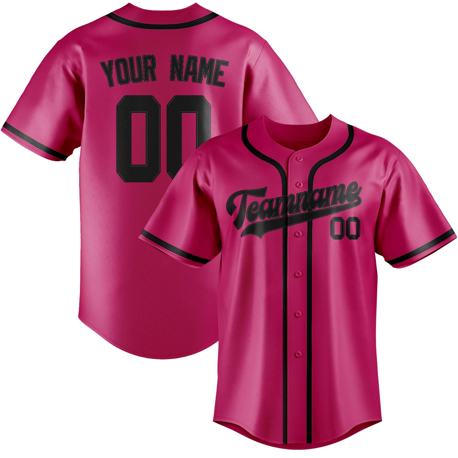 Custom Pink Black Baseball Jersey