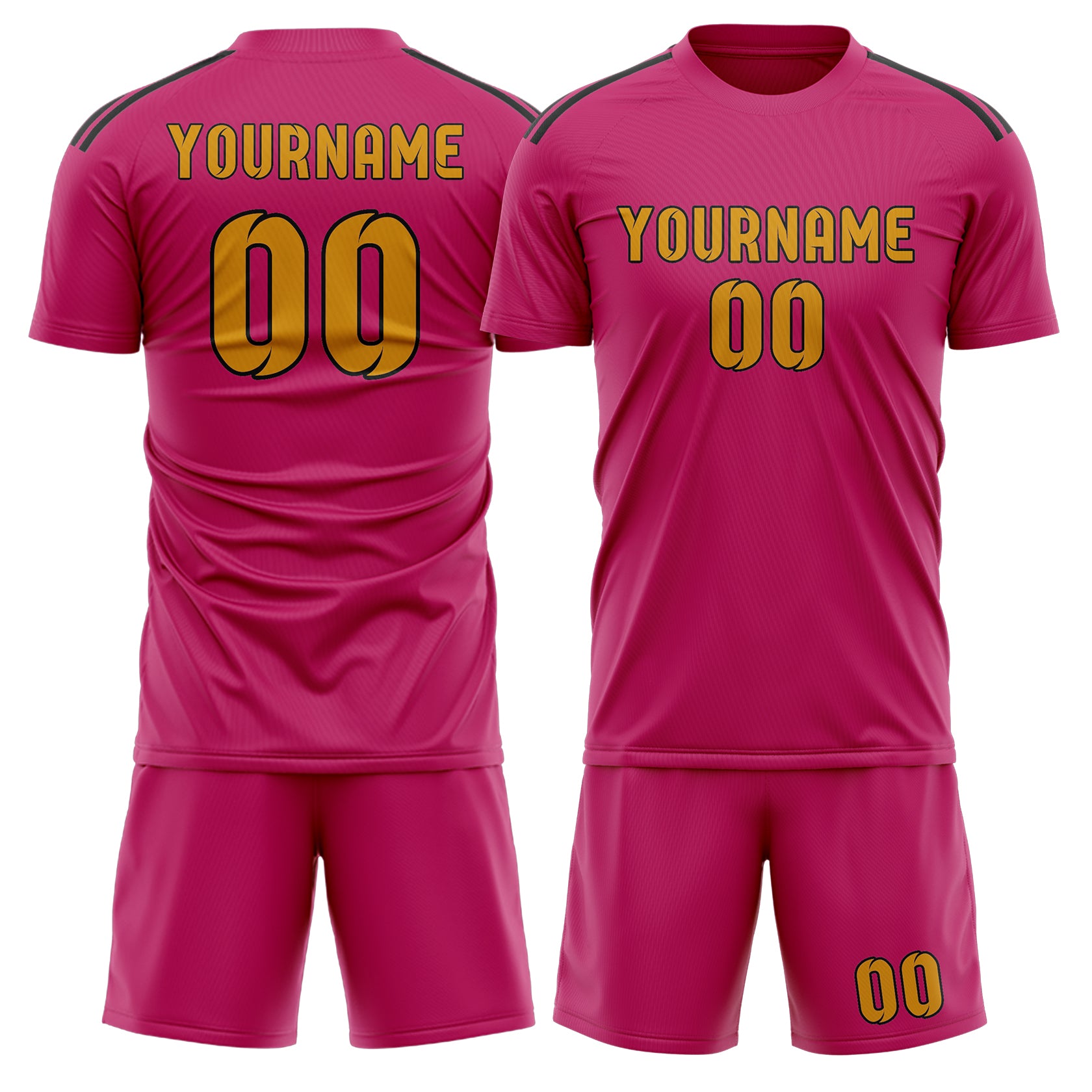 Custom Pink Yellow Soccer Set