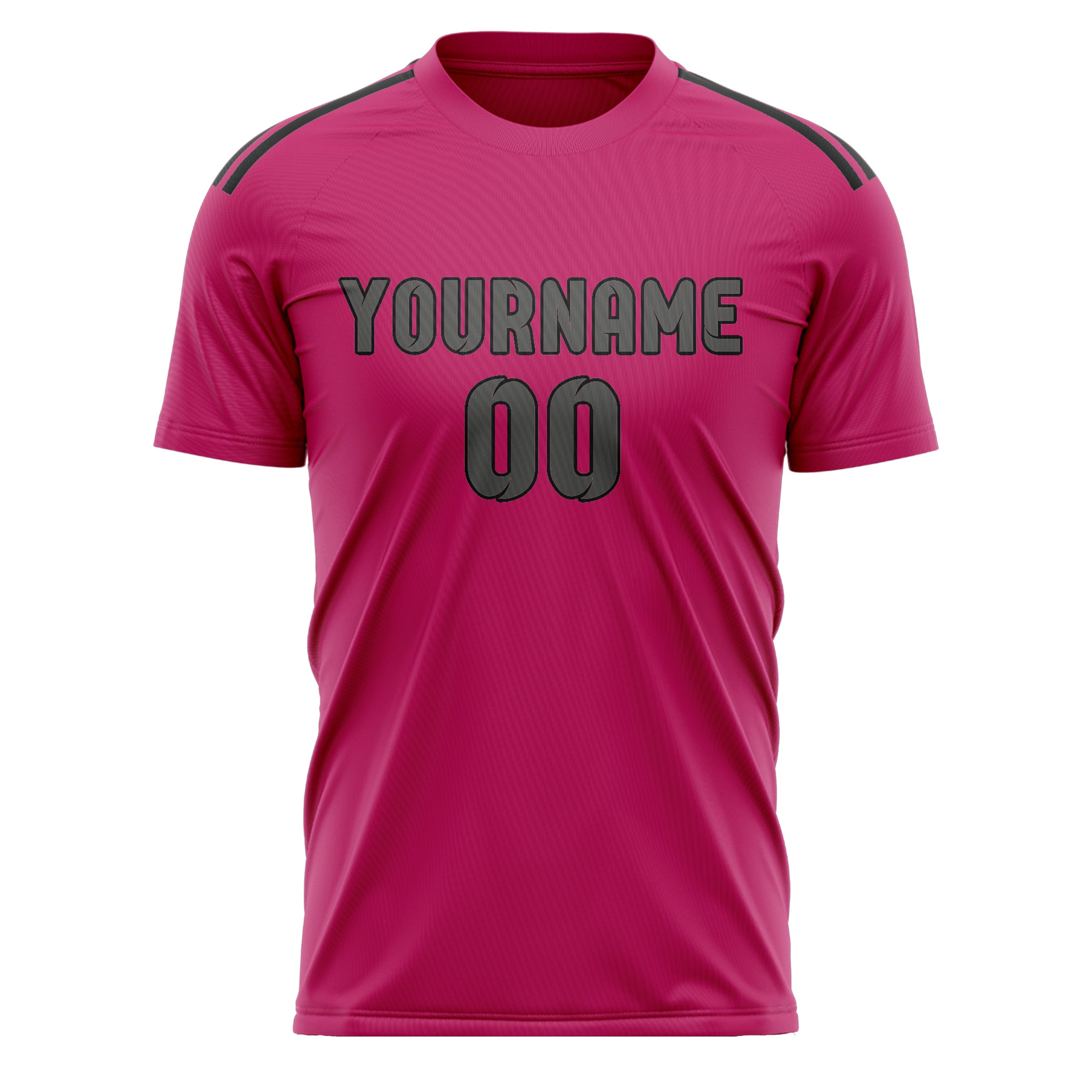 Custom Pink Dark Grey Soccer Jersey