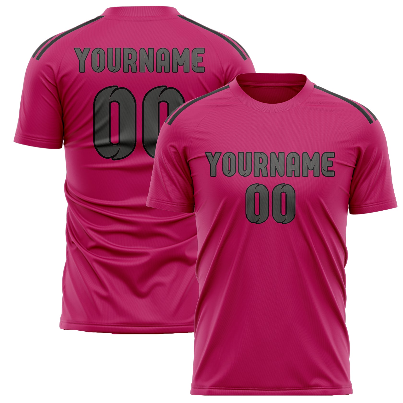 Custom Pink Dark Grey Soccer Jersey