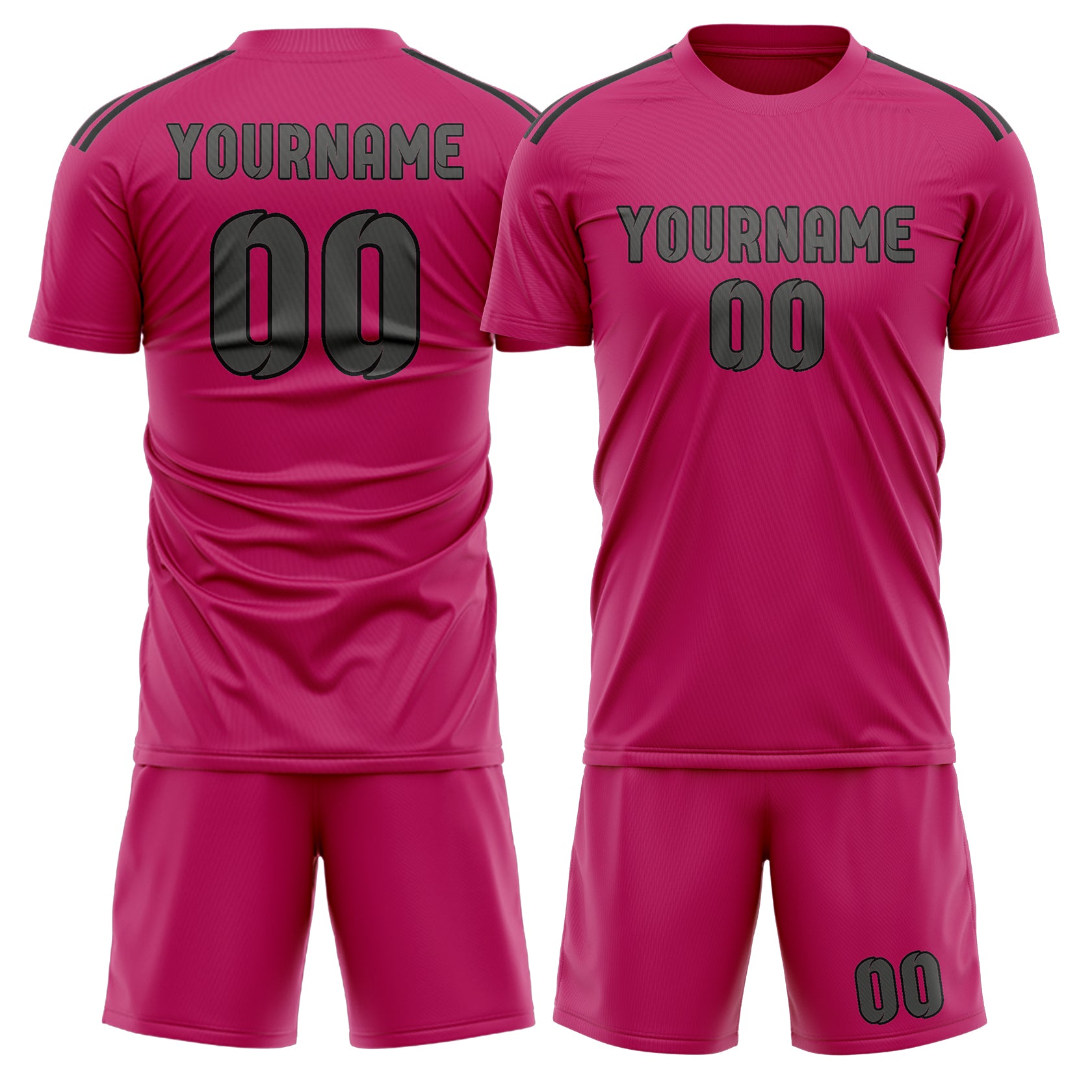 Custom Pink Dark Grey Soccer Set