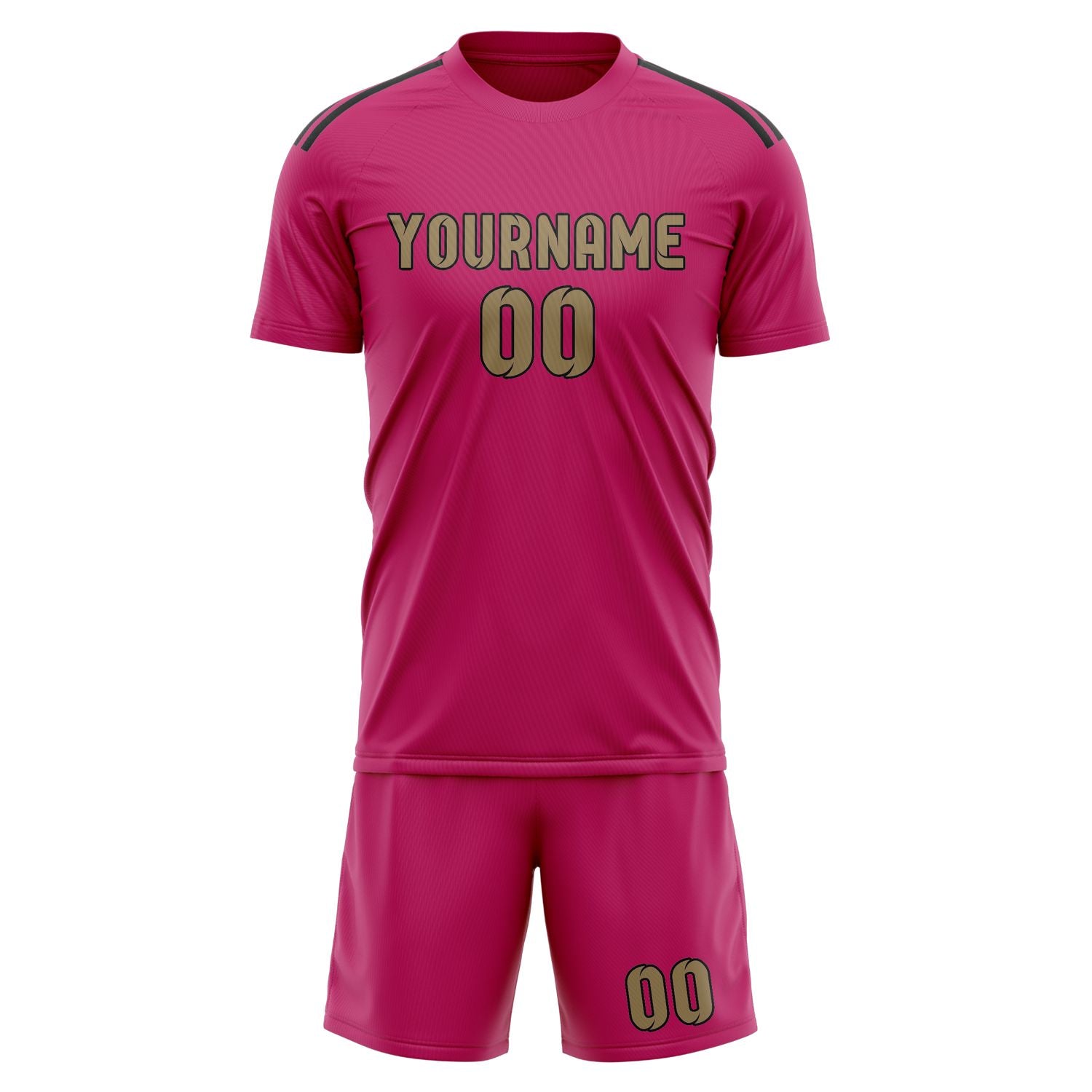 Custom Pink Light Khaki Soccer Set