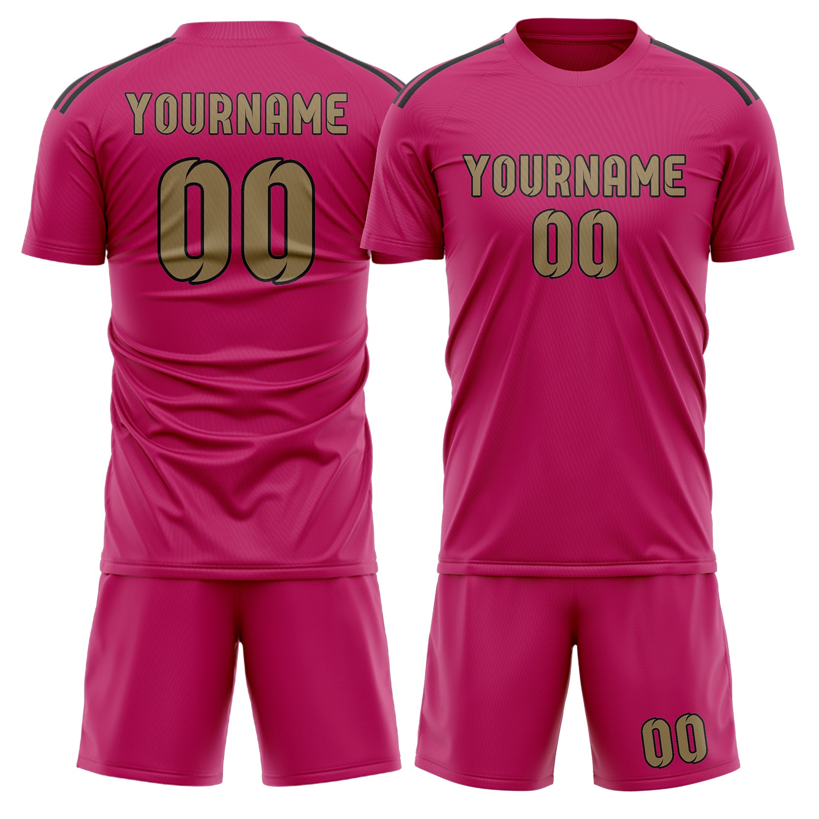 Custom Pink Light Khaki Soccer Set