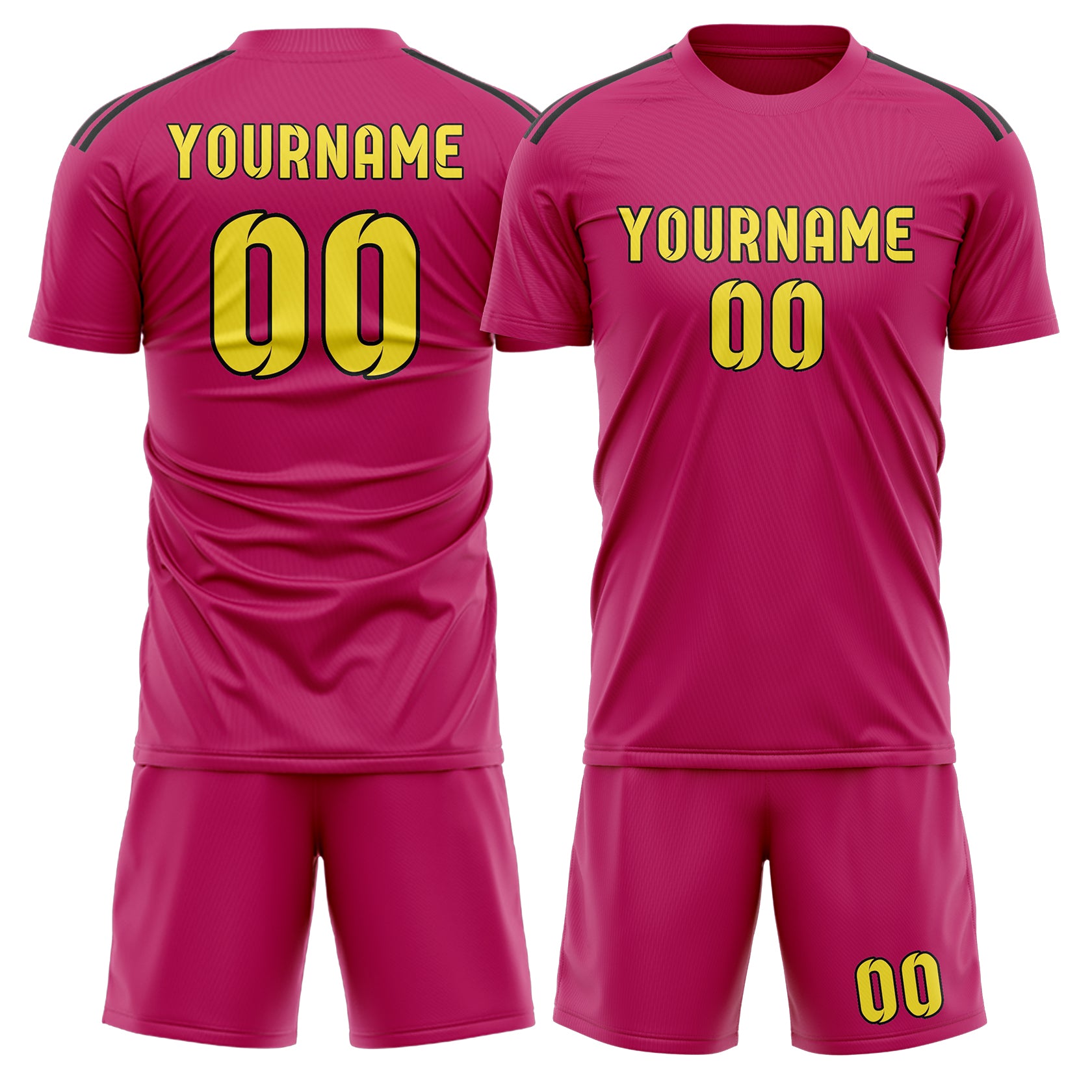 Custom Pink Light Yellow Soccer Set